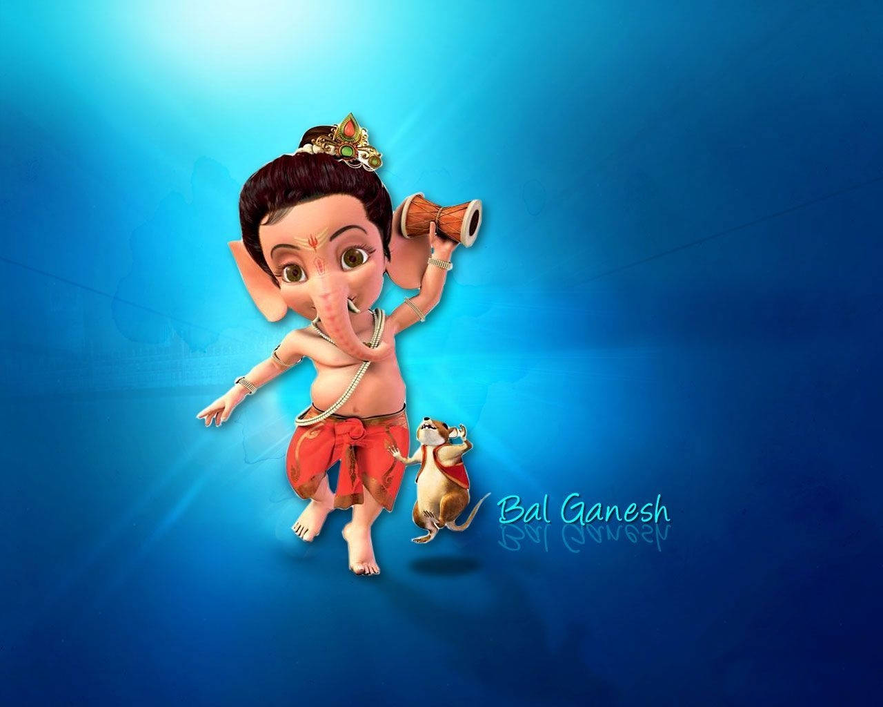 Bal Ganesh, pet mouse, cartoon baby Ganesha, HD Desktop Wallpaper