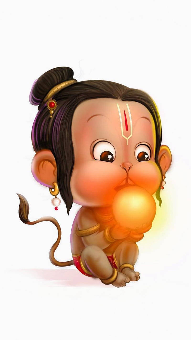 Bal Hanuman, glowing orange bubble, braided hair, HD Phone Wallpaper