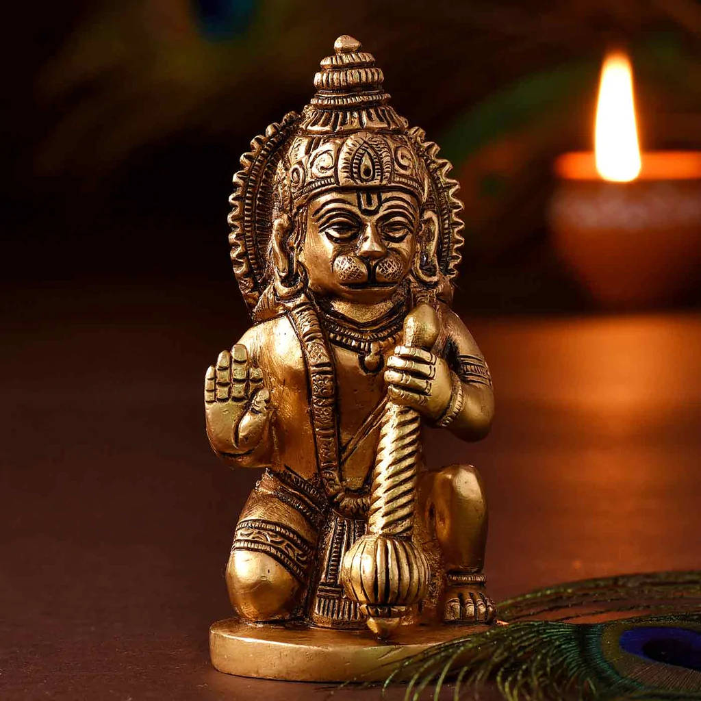 Bal Hanuman, brass statue, Golden Hanuman, SD Desktop Wallpaper