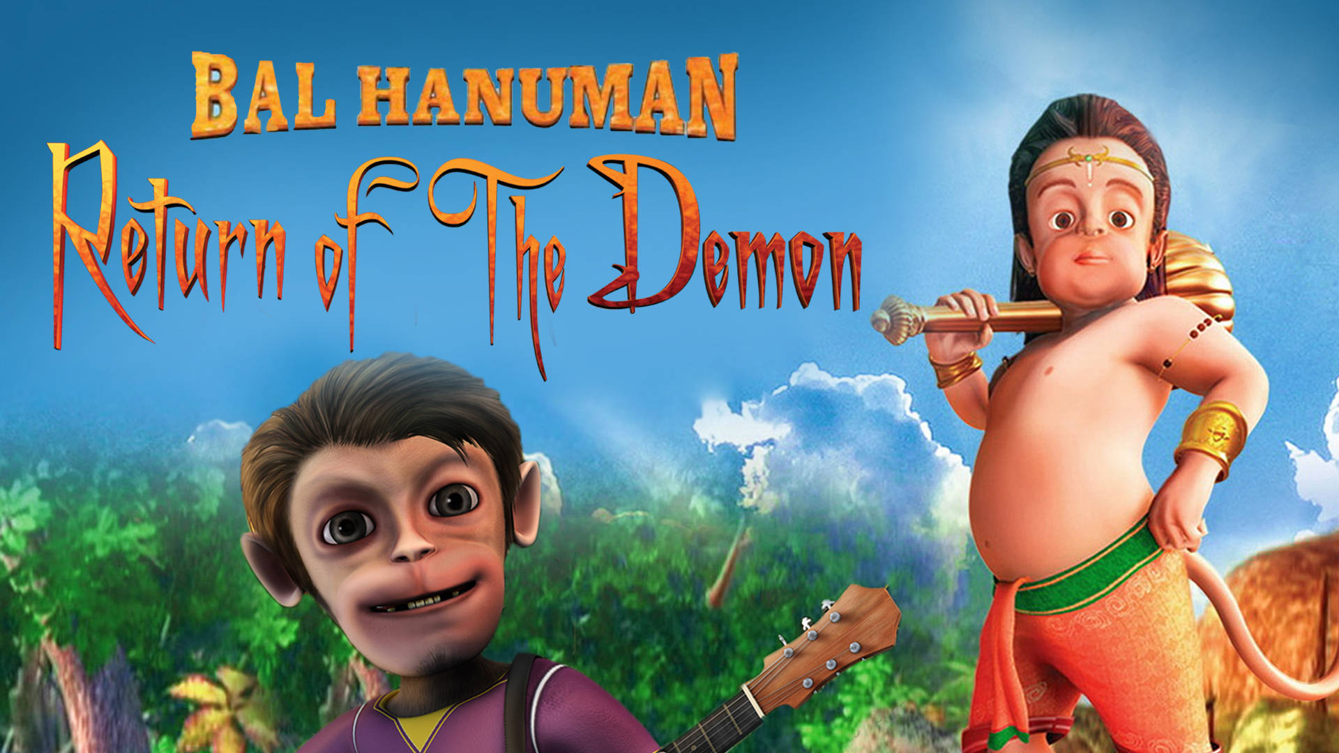 Bal Hanuman, monkey, guitar, Full HD Desktop Wallpaper