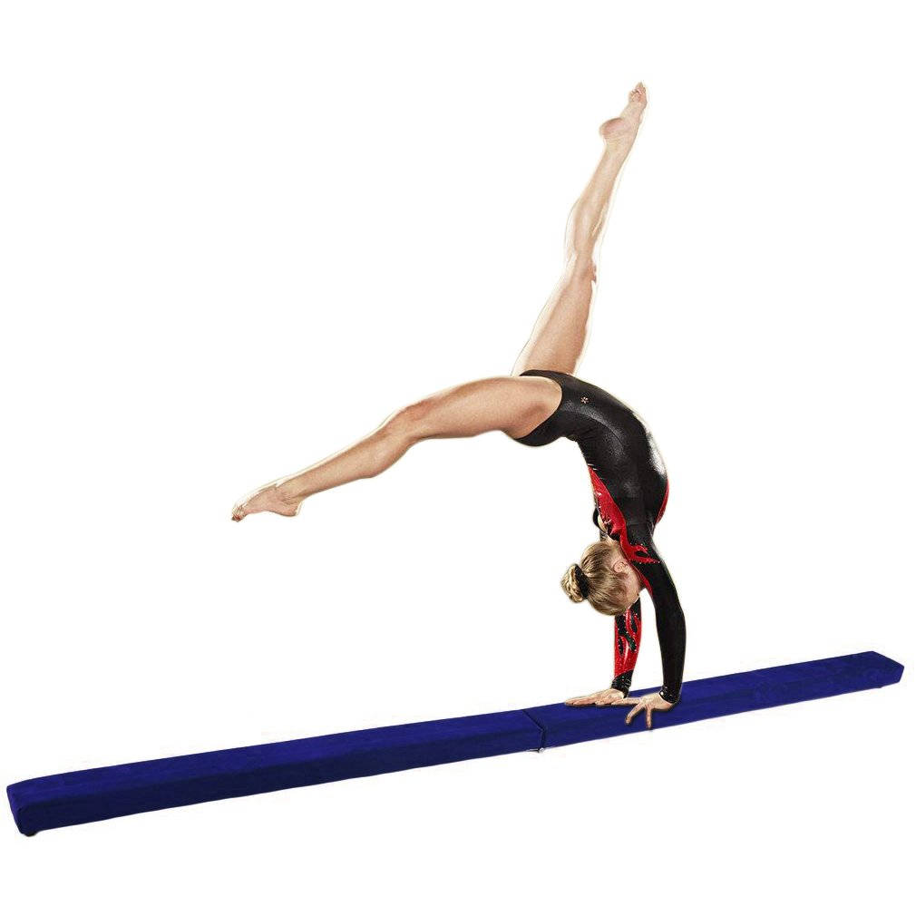 portable floor balance beam, female gymnast, blue balance beam, SD Desktop Wallpaper