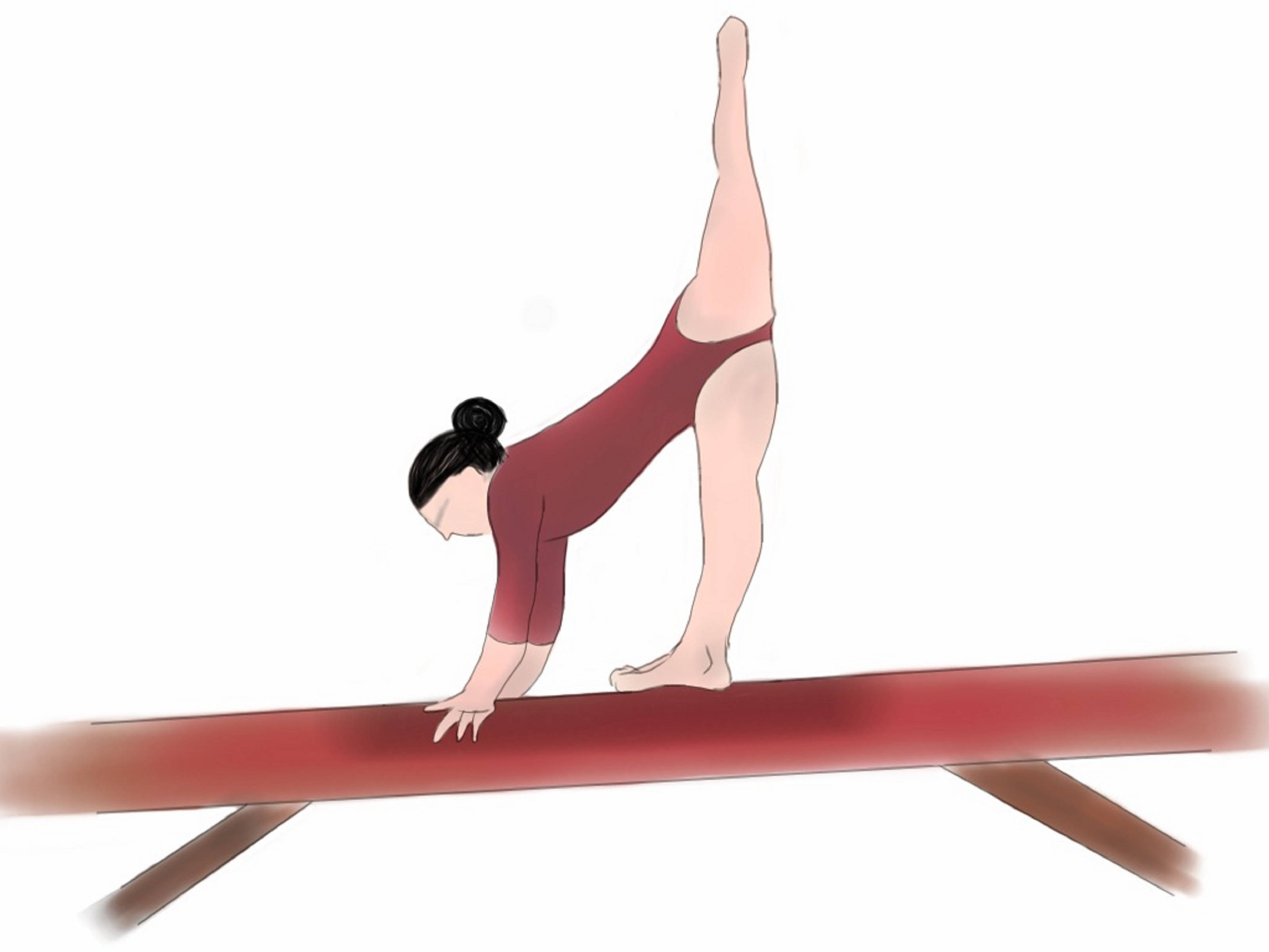 balance beam, gymnast, red leotard, 2K Desktop Wallpaper