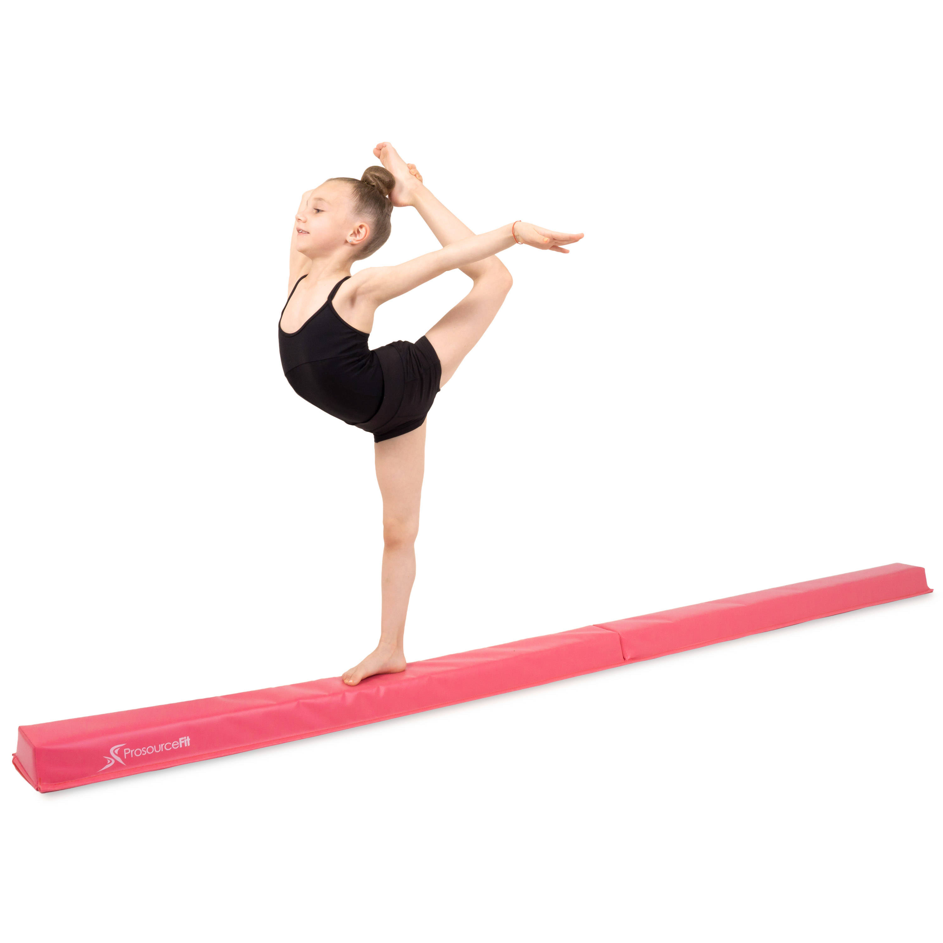 7 feet folding portable floor balance beam, pink balance beam, black leotard, 2K Desktop Wallpaper