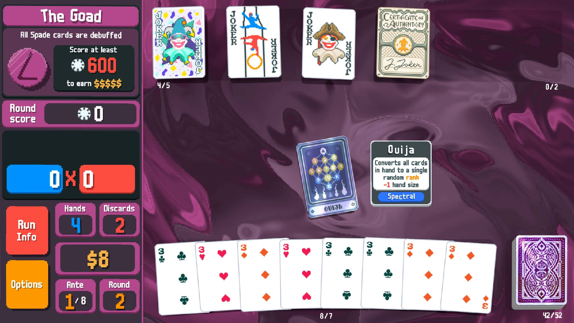 Balatro, purple swirling background, joker cards, Full HD Desktop Wallpaper