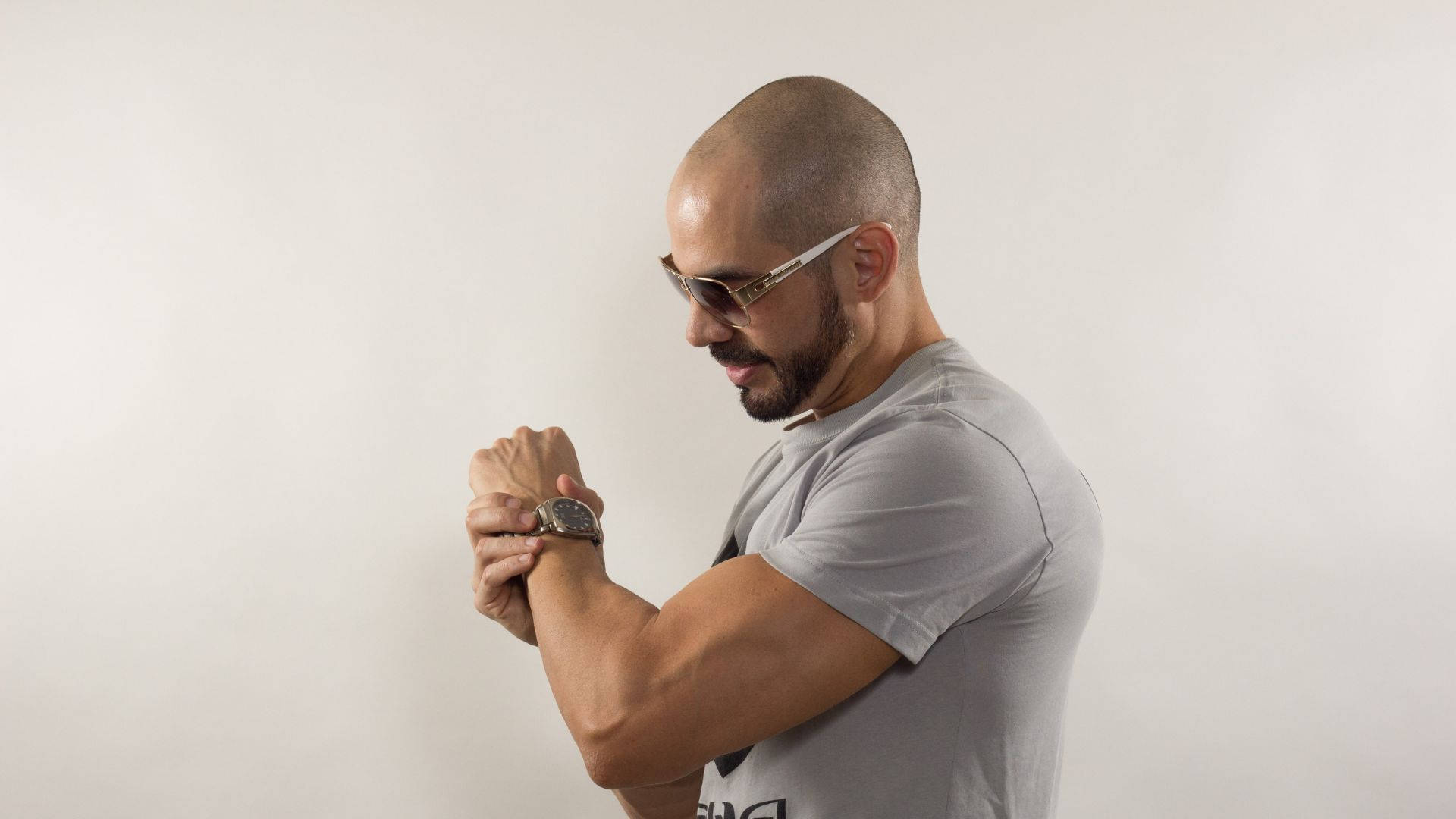 bald man, beard, sunglasses, Full HD Desktop Wallpaper