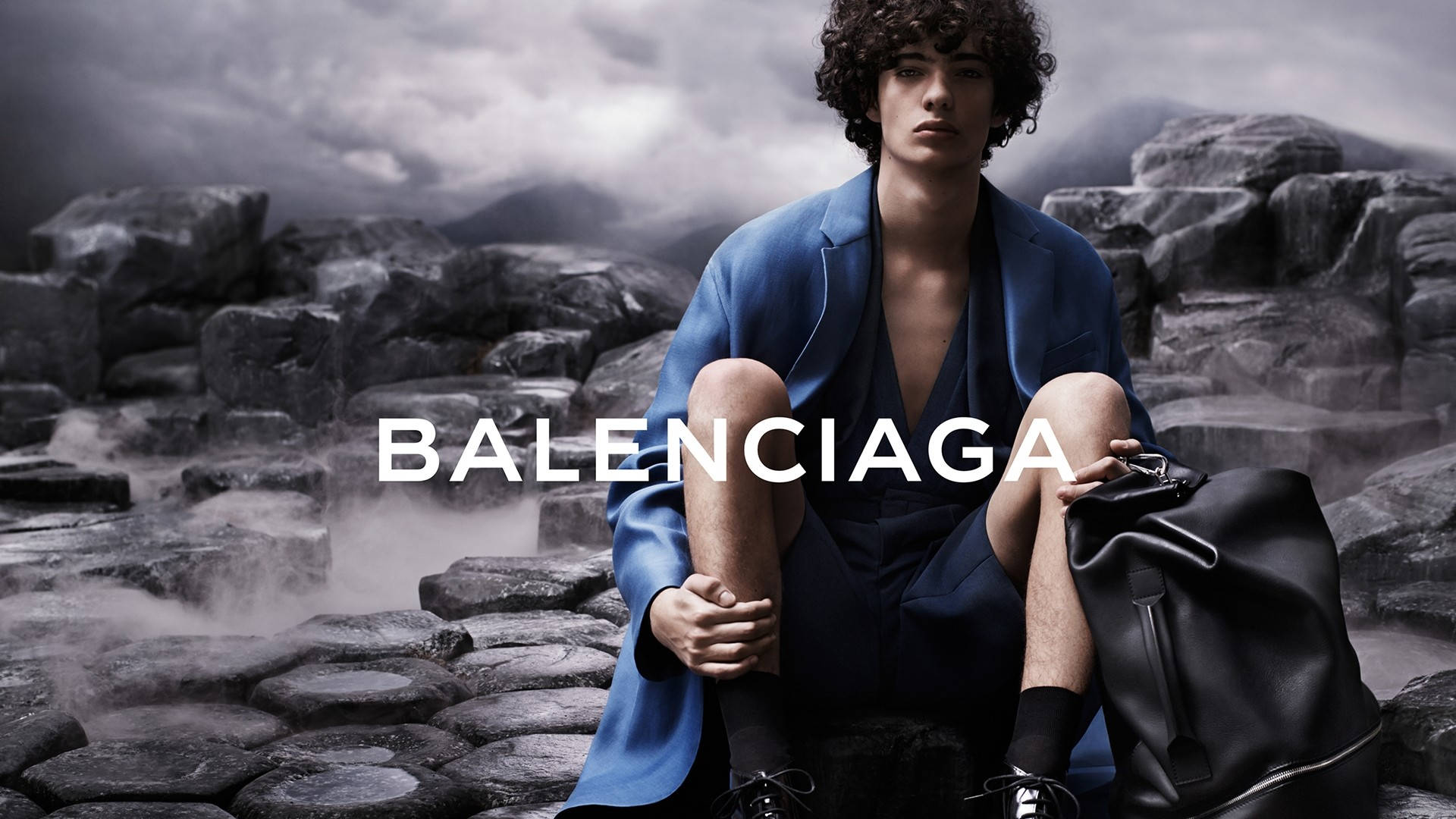 Balenciaga, blue blazer, black bag, Full HD Desktop Wallpaper