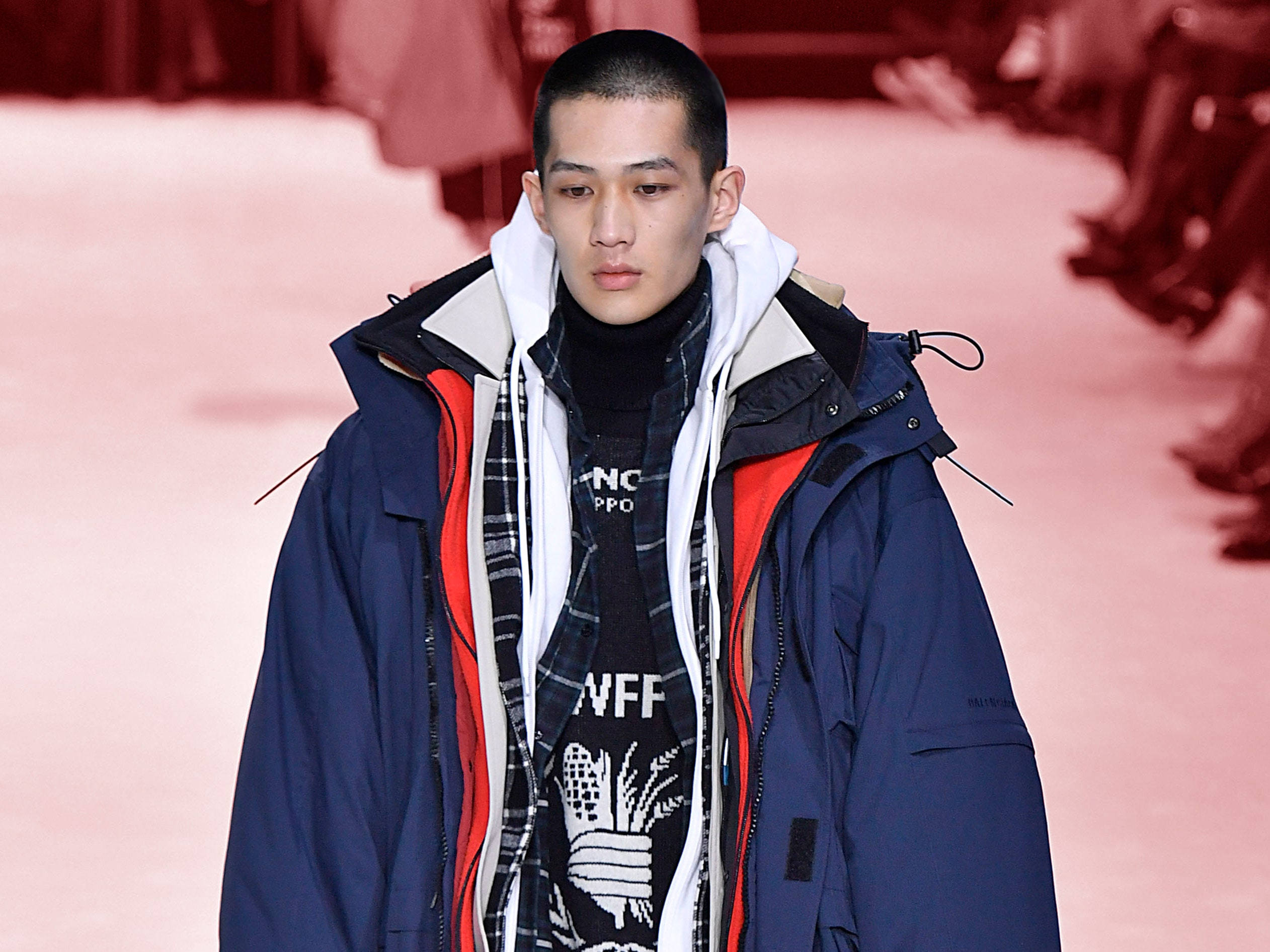 Balenciaga, blue parka jacket, navy blue, Full HD Desktop Wallpaper