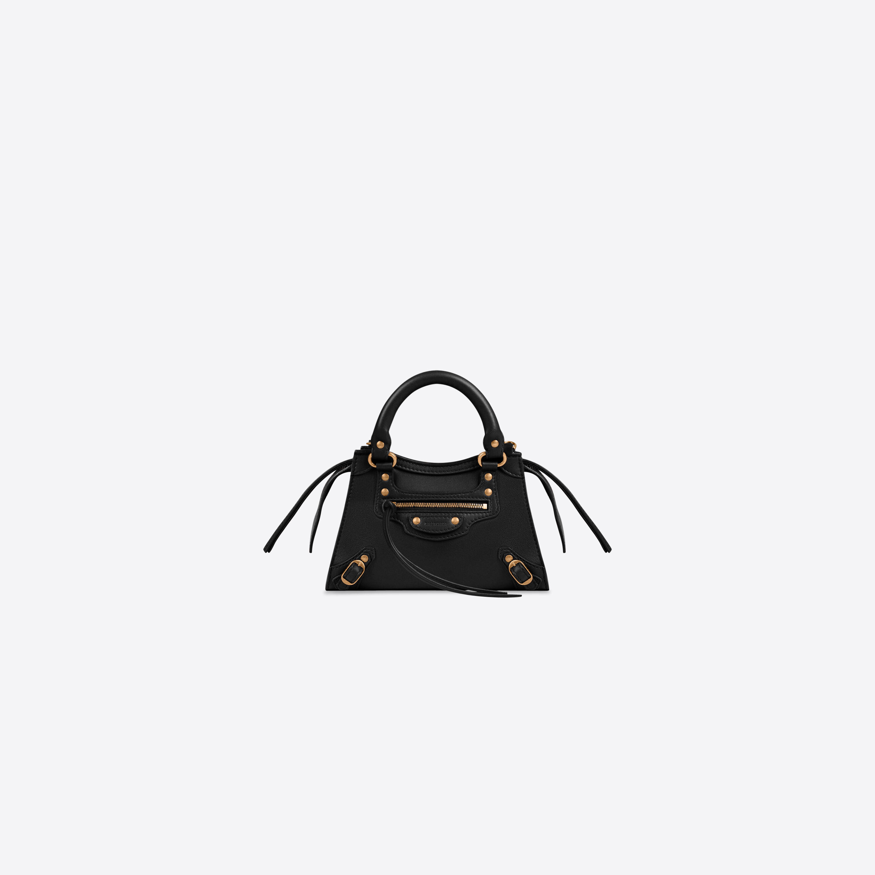 Balenciaga, black leather handbag, gold-tone hardware, 2K Desktop Wallpaper