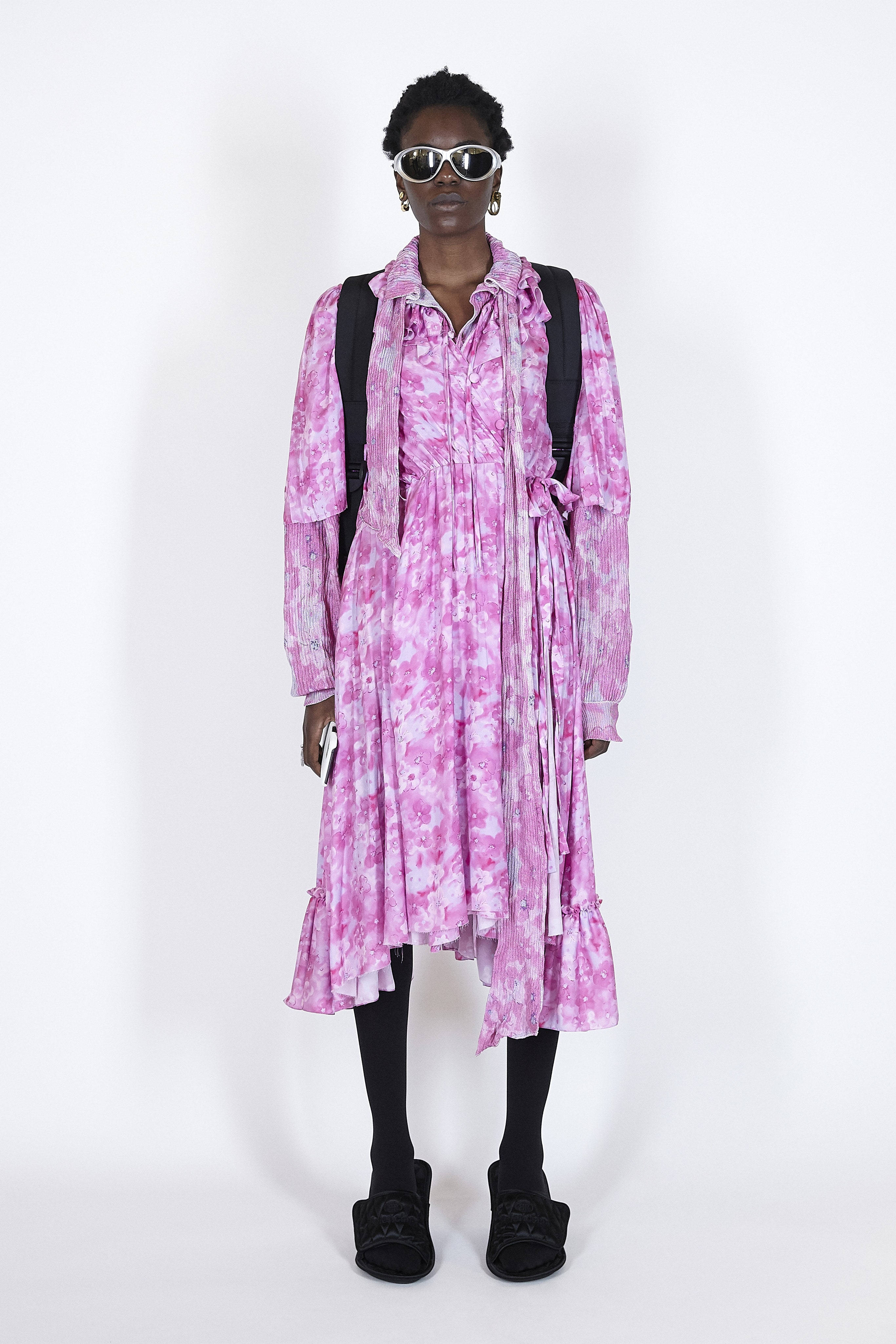 Balenciaga, tie dye dress, vibrant pink, 4K Phone Wallpaper