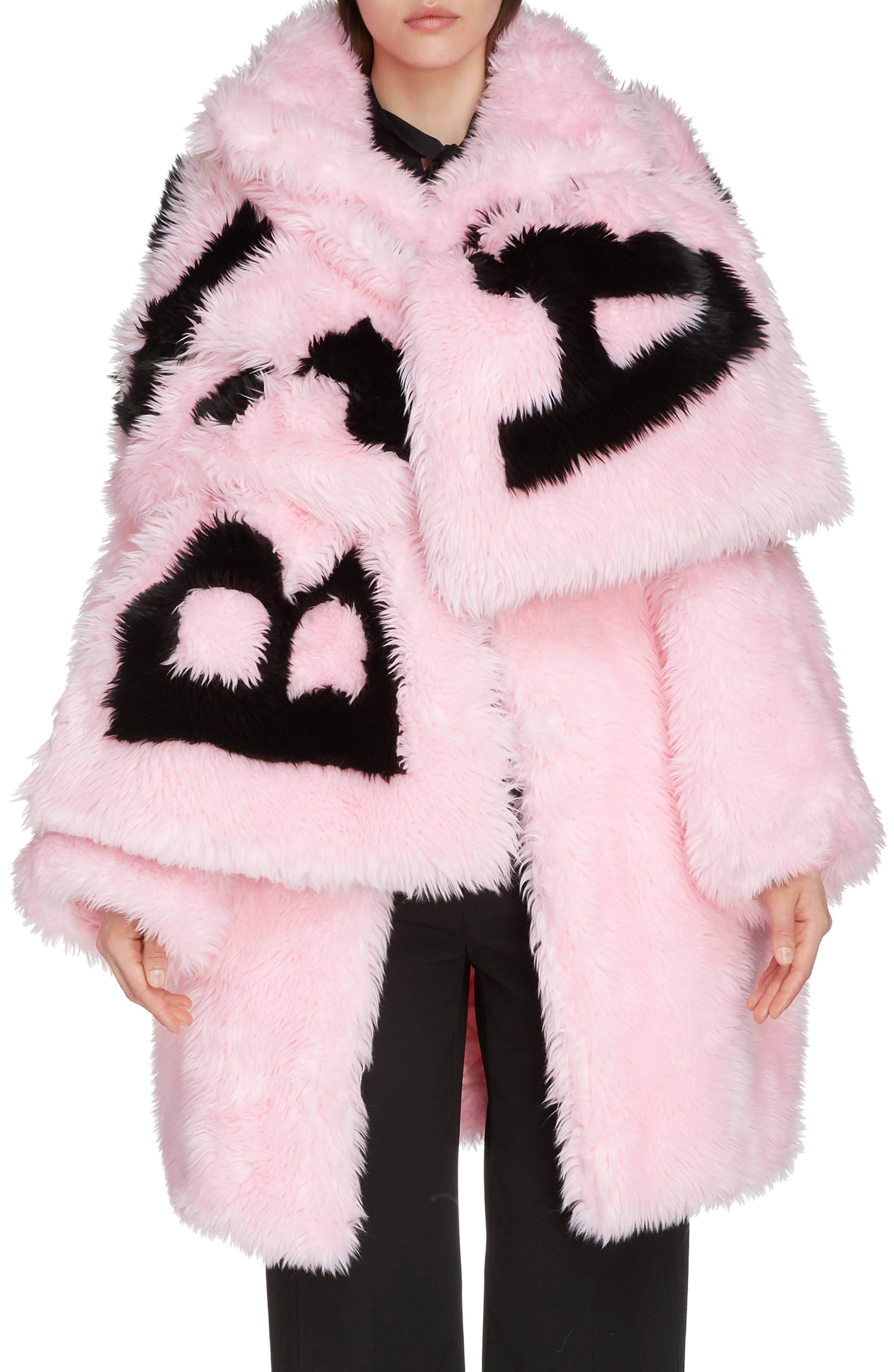 Balenciaga, pink fur coat, faux fur, 4K Phone Wallpaper