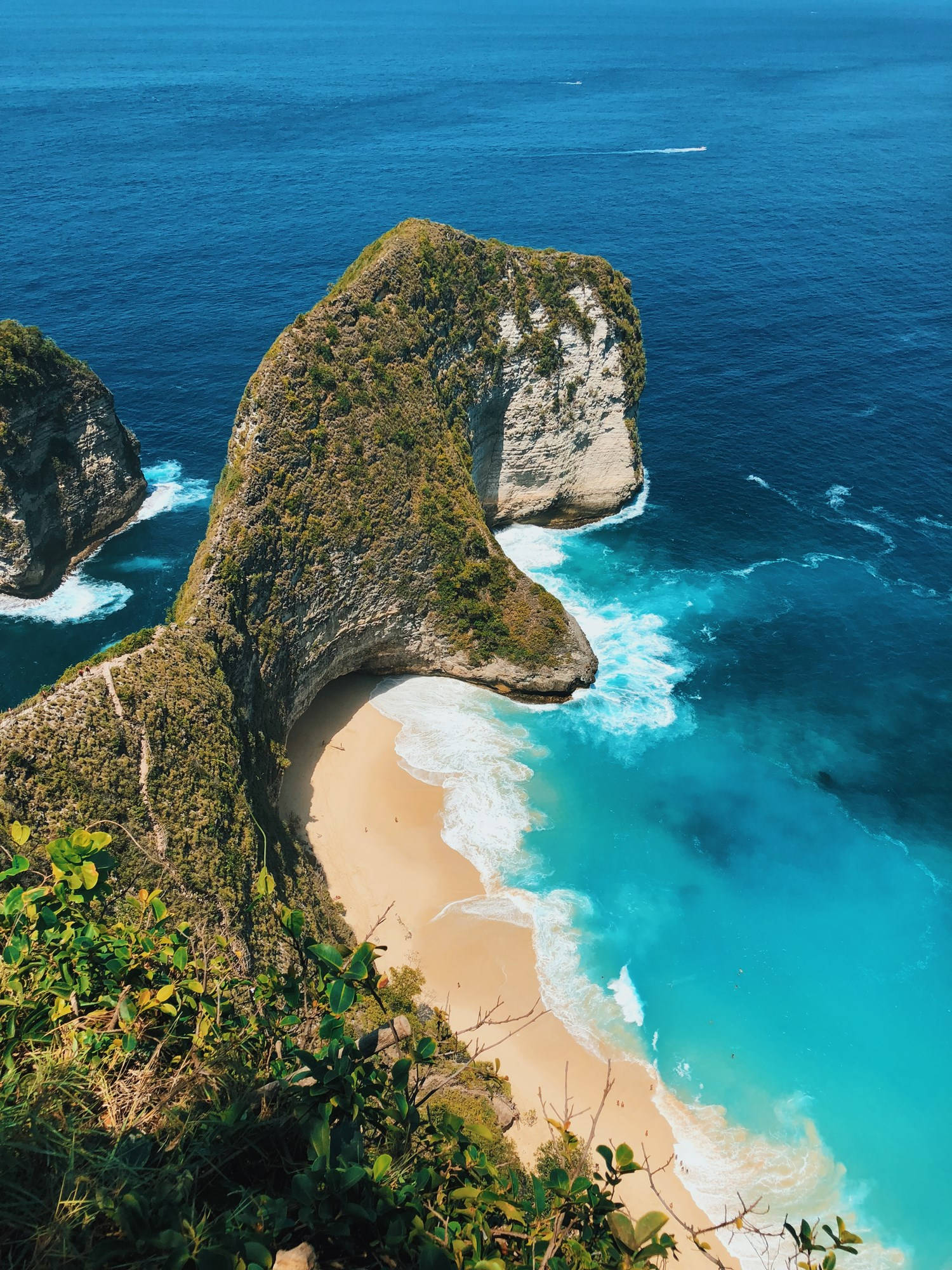 Bali Island, tropical beach, limestone arch formation, Full HD Phone Wallpaper