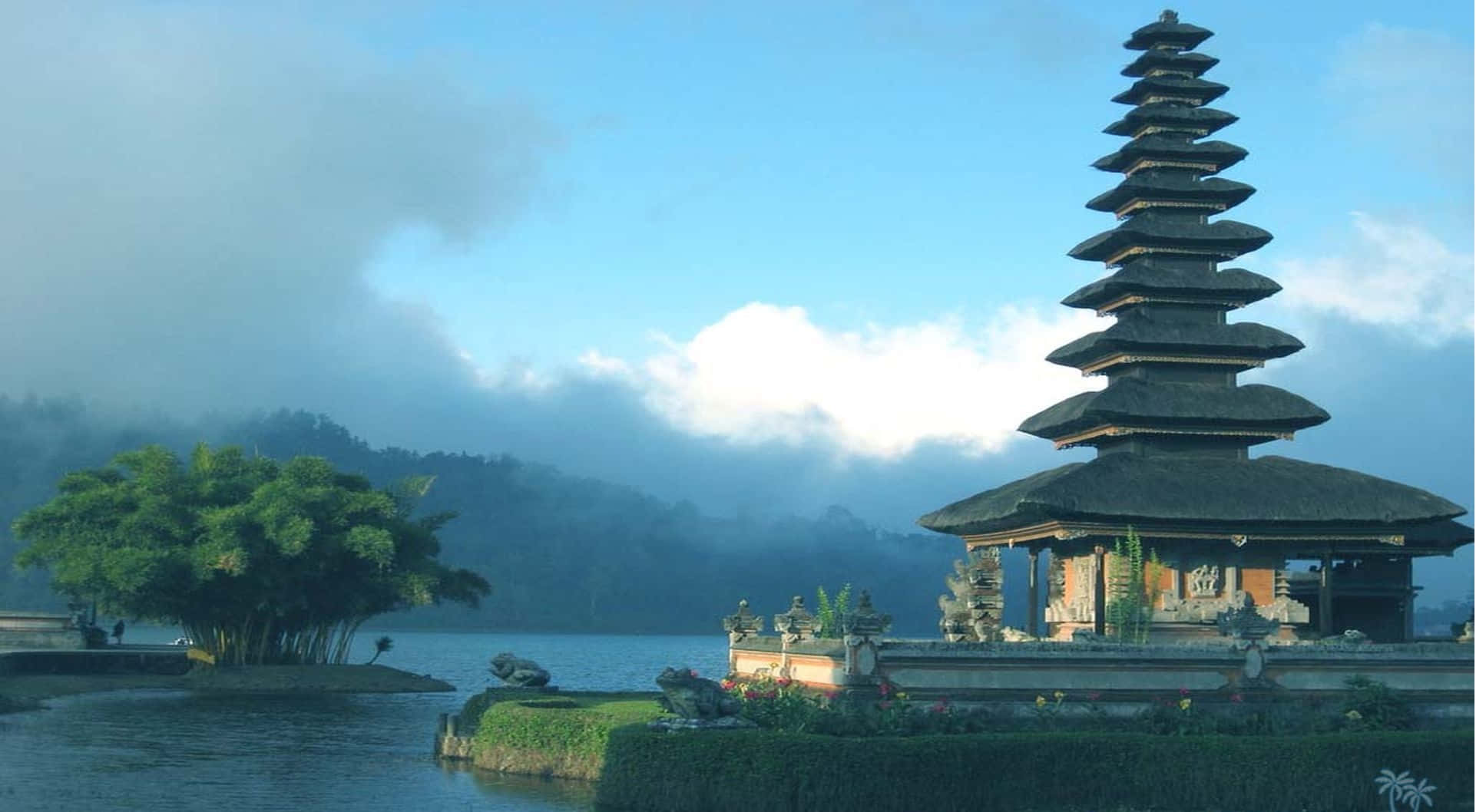 Bali Beach, traditional Balinese temple, tiered roofs, Full HD Desktop Wallpaper