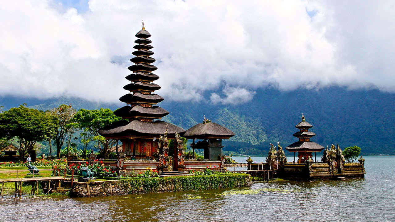 Bali Island, traditional Balinese temple, tiered roofs, HD Desktop Wallpaper
