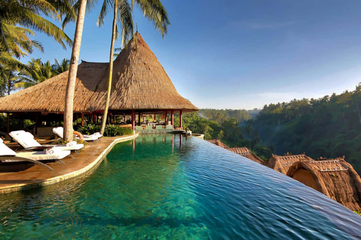 Bali Island, infinity pool, turquoise water, SD Desktop Wallpaper