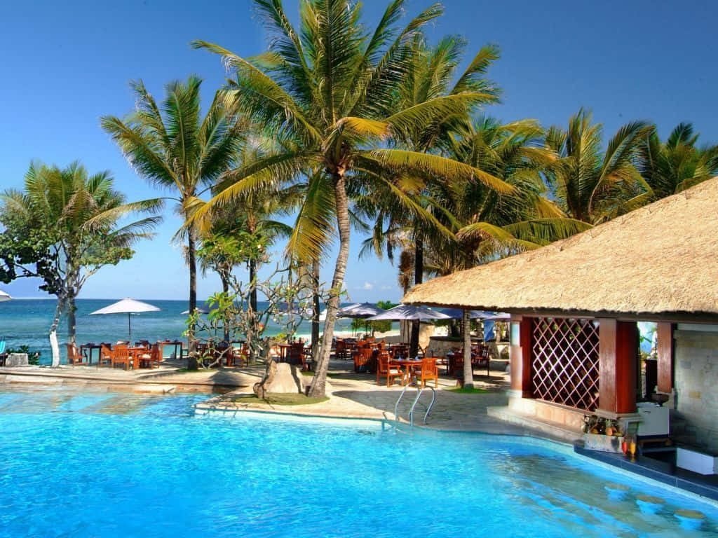 Bali Island, tropical resort pool, turquoise water, SD Desktop Wallpaper
