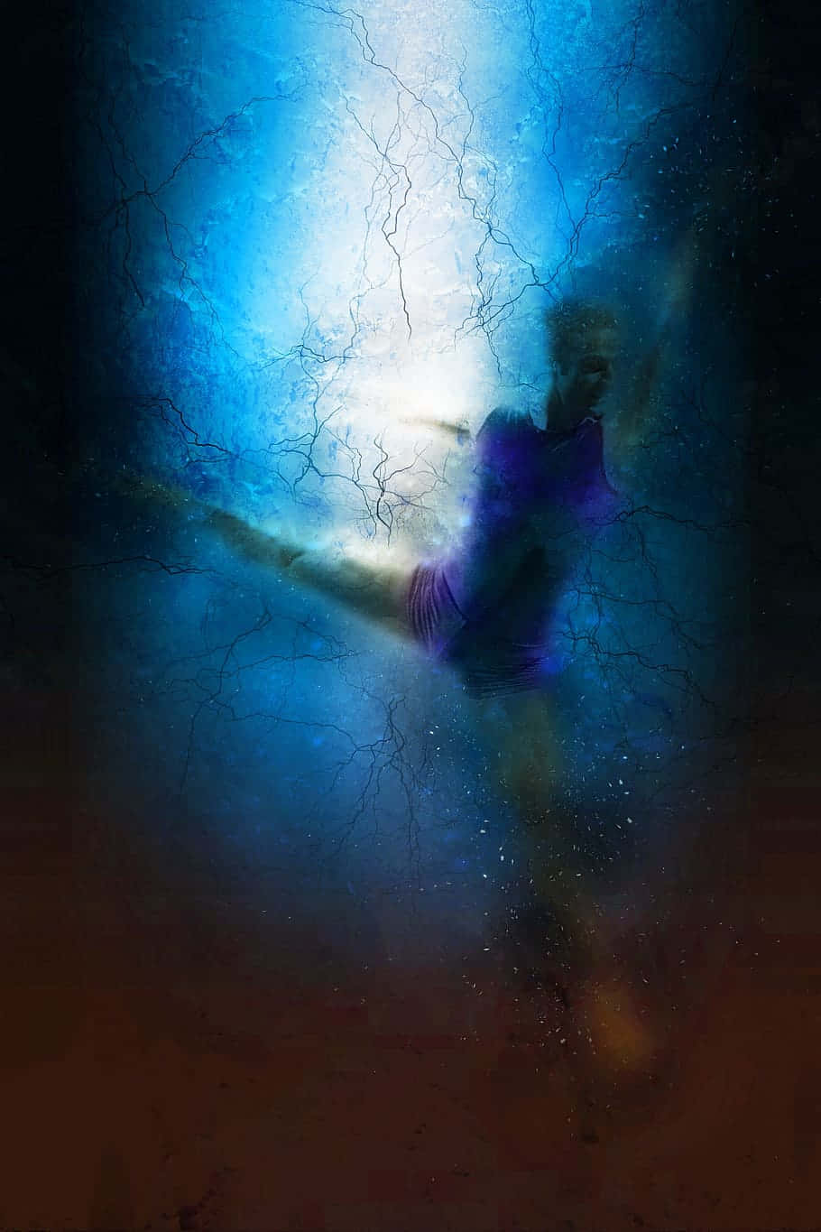 poised faded ballerina, glowing blue humanoid figure, crackling energy, HD Phone Wallpaper