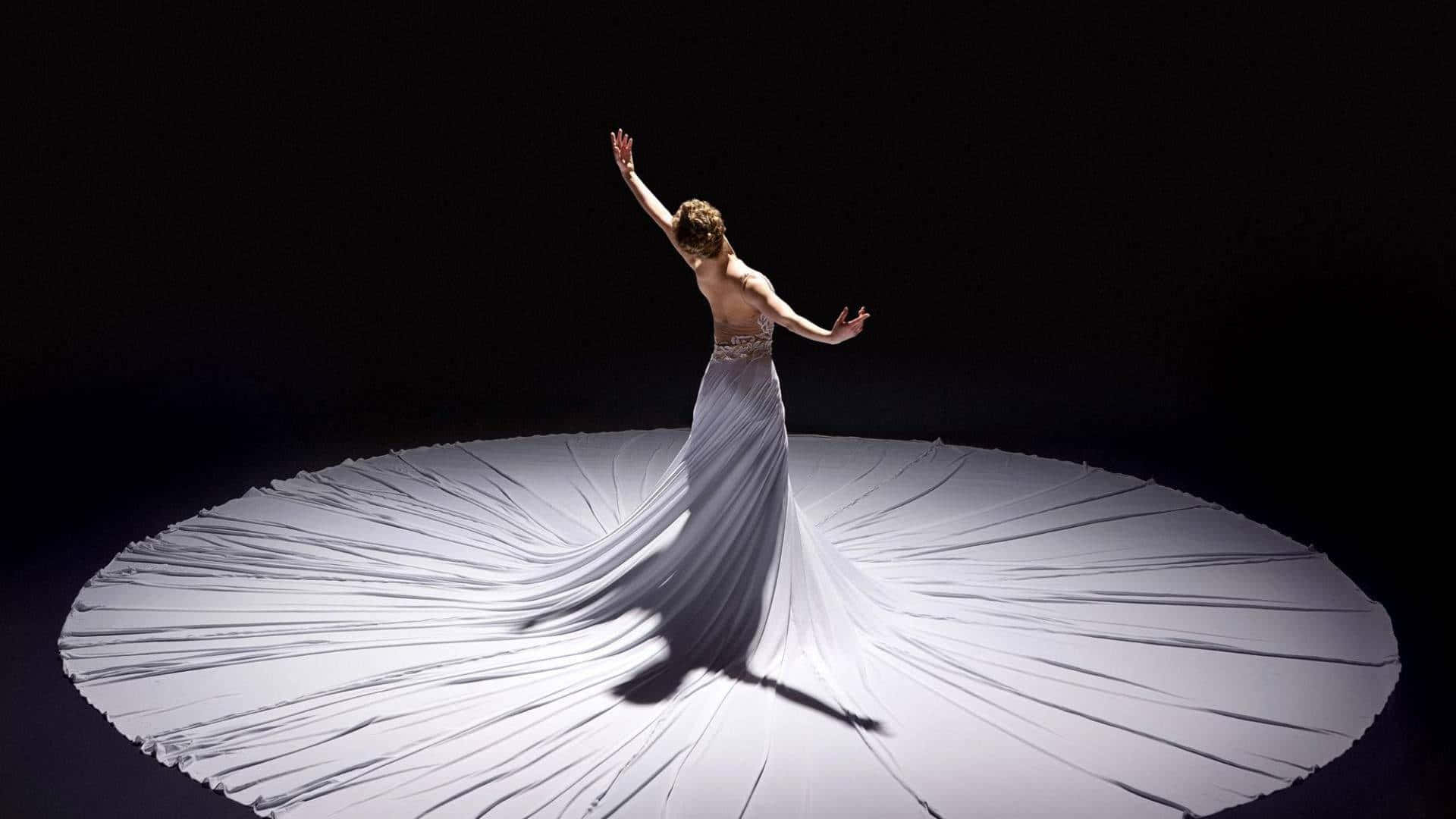 Ballerina, long gown, flowing white gown, Full HD Desktop Wallpaper