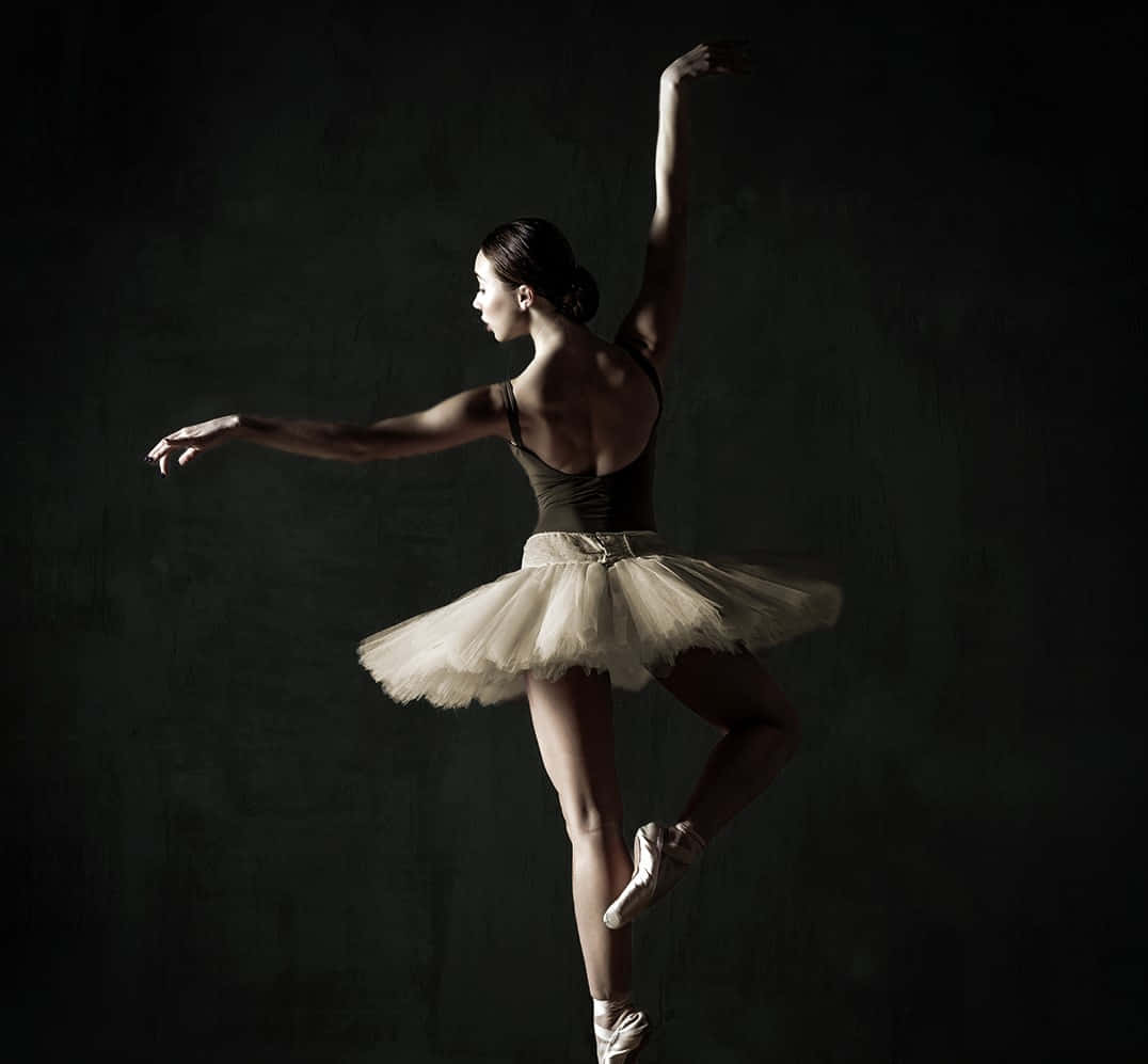 Ballerina, white tutu, dark textured backdrop, SD Desktop Wallpaper