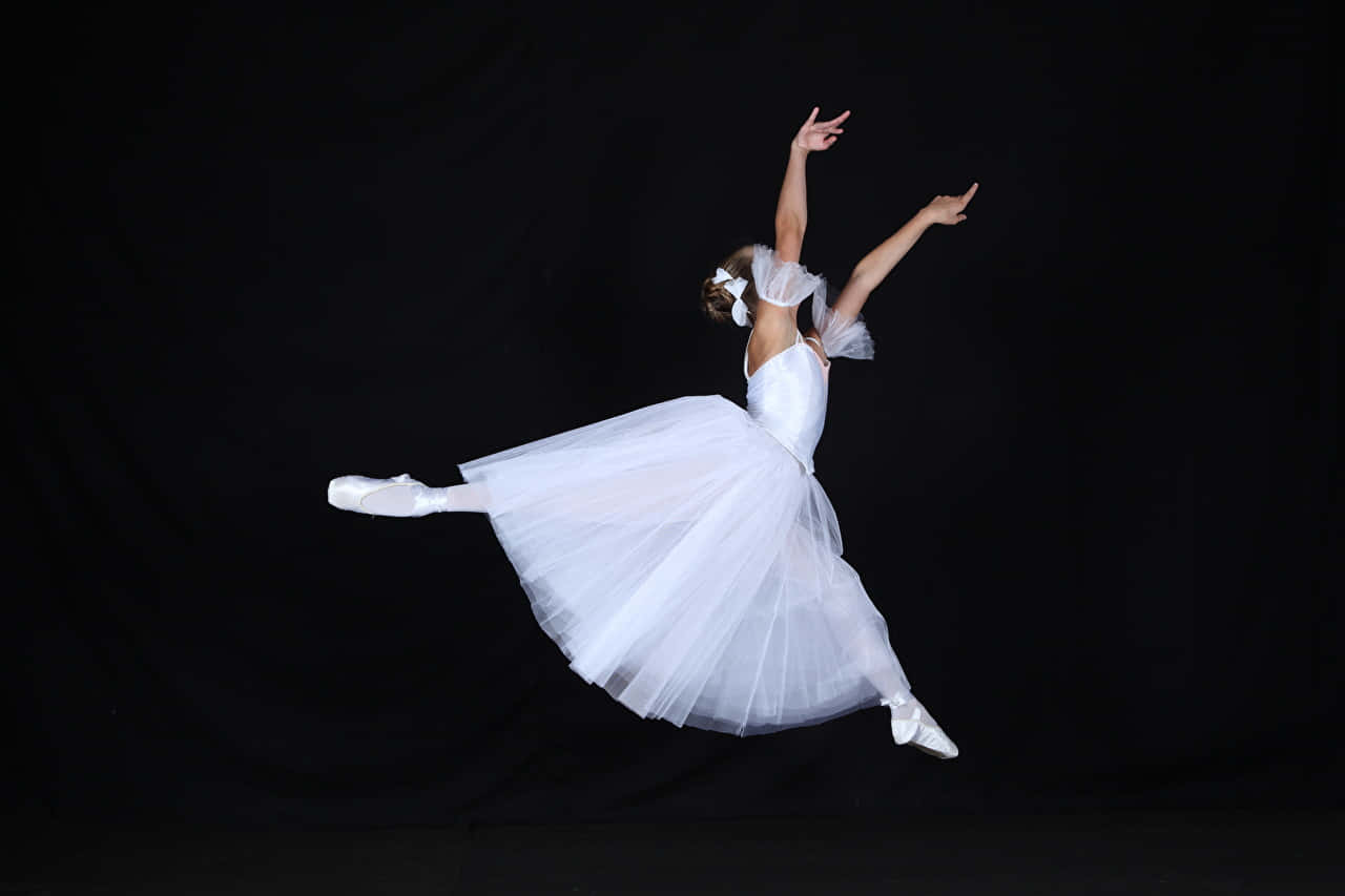 Ballerina, white tutu, leap pose, HD Desktop Wallpaper