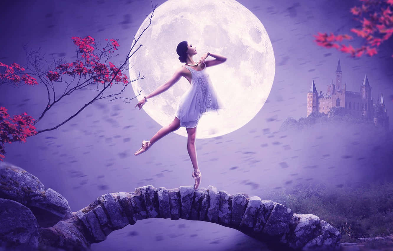 Ballerina, white, stone bridge, HD Desktop Wallpaper