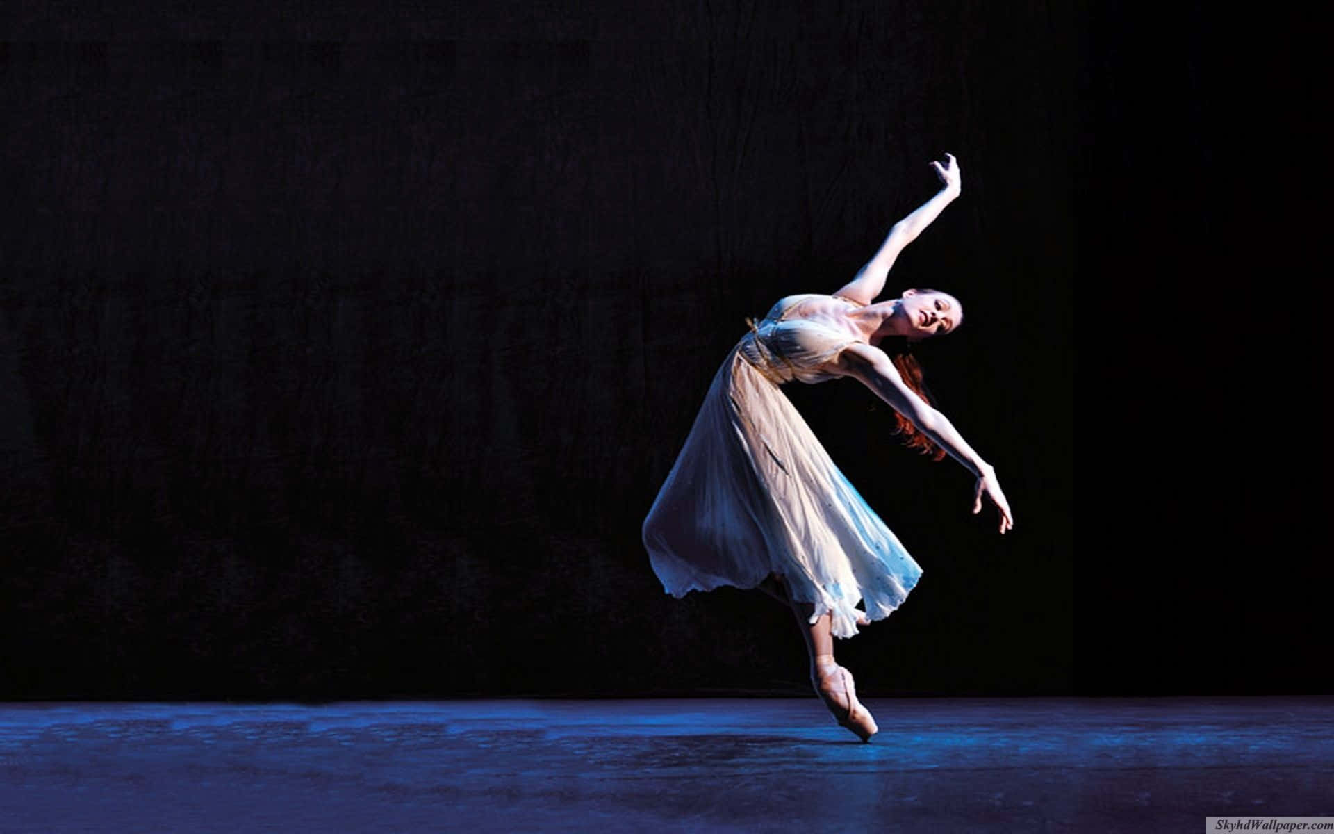 Ballerina, white dress, pointe, Full HD Desktop Wallpaper