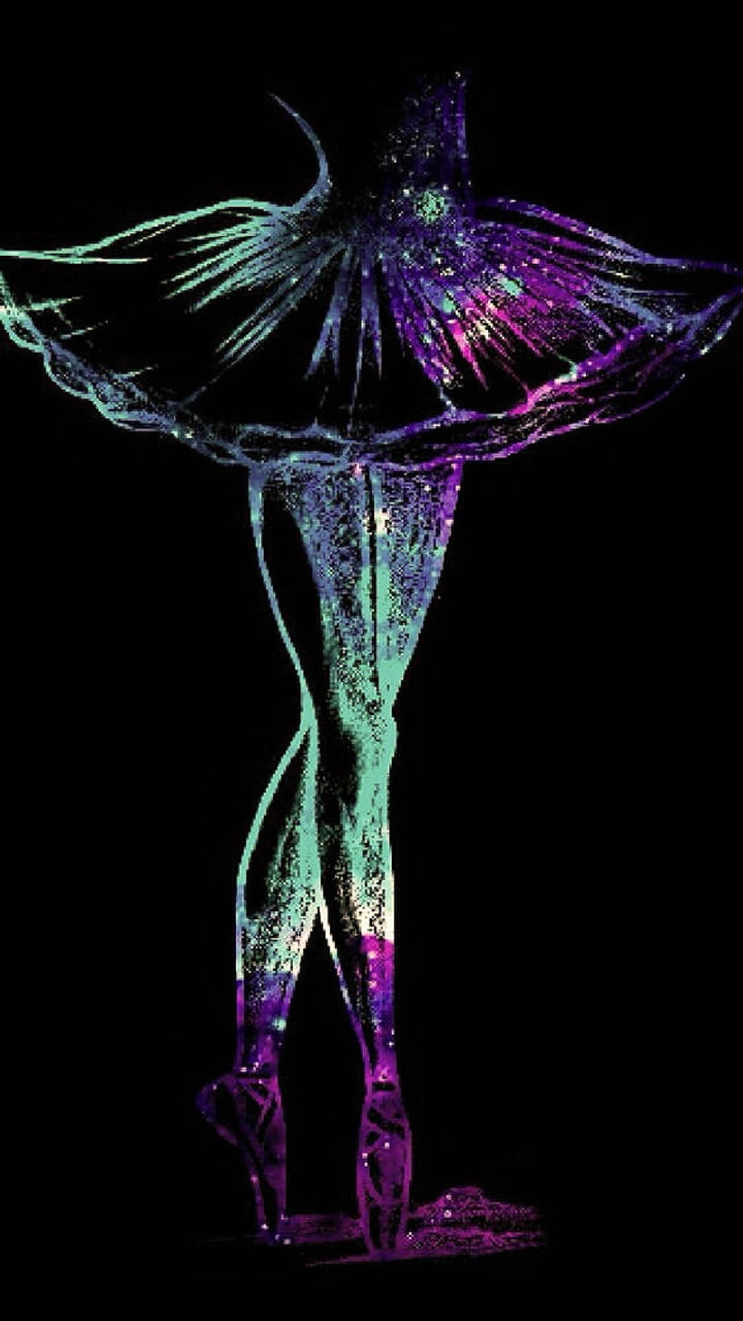 glowing ballerina, sparkling tutu, black background, Full HD Phone Wallpaper