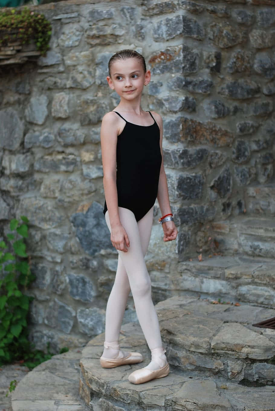 young ballerina, black leotard, pink tights, HD Phone Wallpaper
