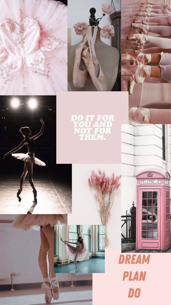 ballet inspired collage aesthetic, pink, tutus, SD Phone Wallpaper