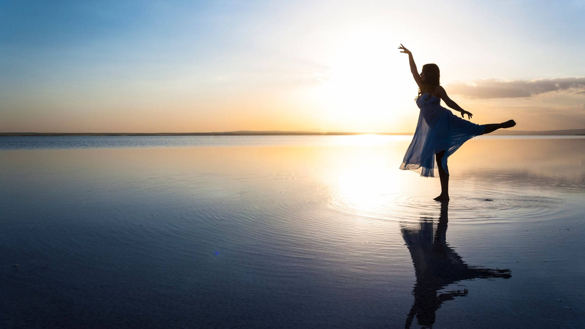 Ballet Dancer, sunset, hourglass figure, Full HD Desktop Wallpaper
