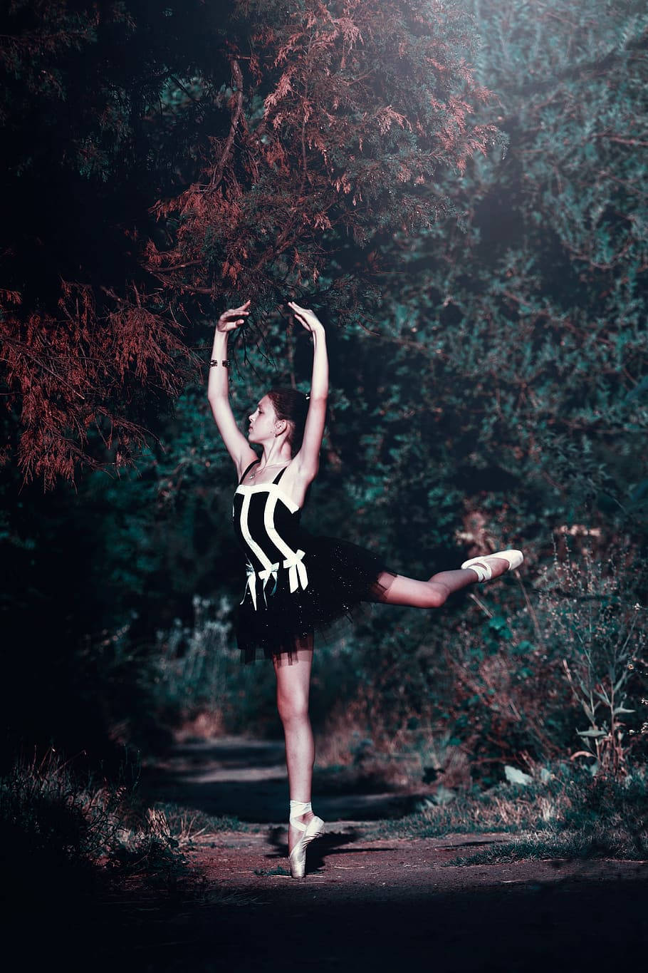 ballerina, black and white tutu, arabesque, HD Phone Wallpaper