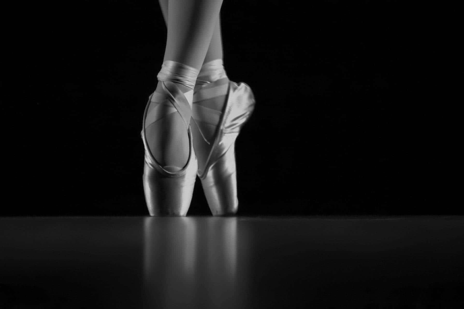 pointe shoes, ballerina, reflective stage floor, Full HD Desktop Wallpaper