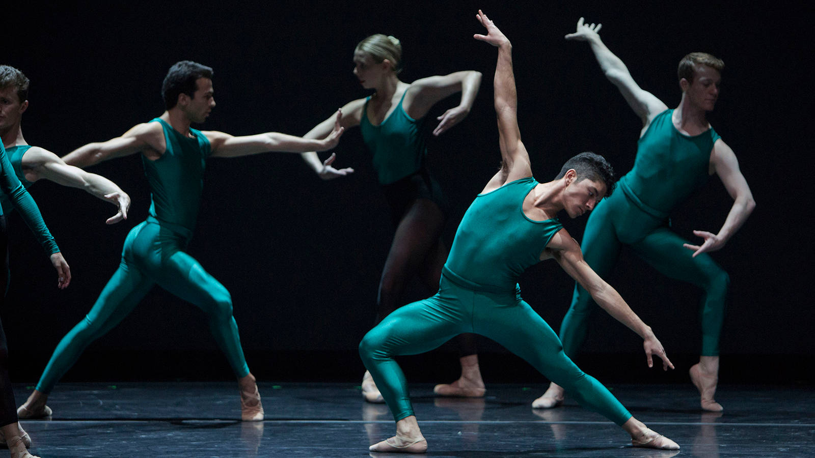 ballet dancers, teal leotards, stage lights, HD Desktop Wallpaper