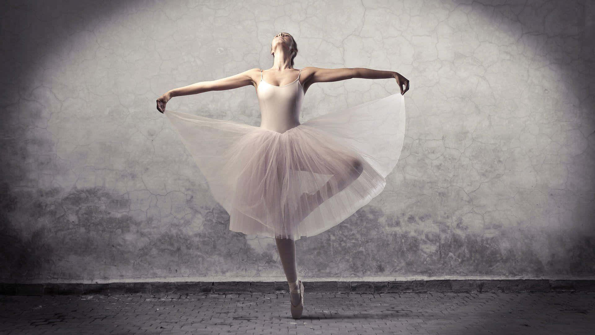 pink pointe shoes, white tutu, cracked gray wall, Full HD Desktop Wallpaper