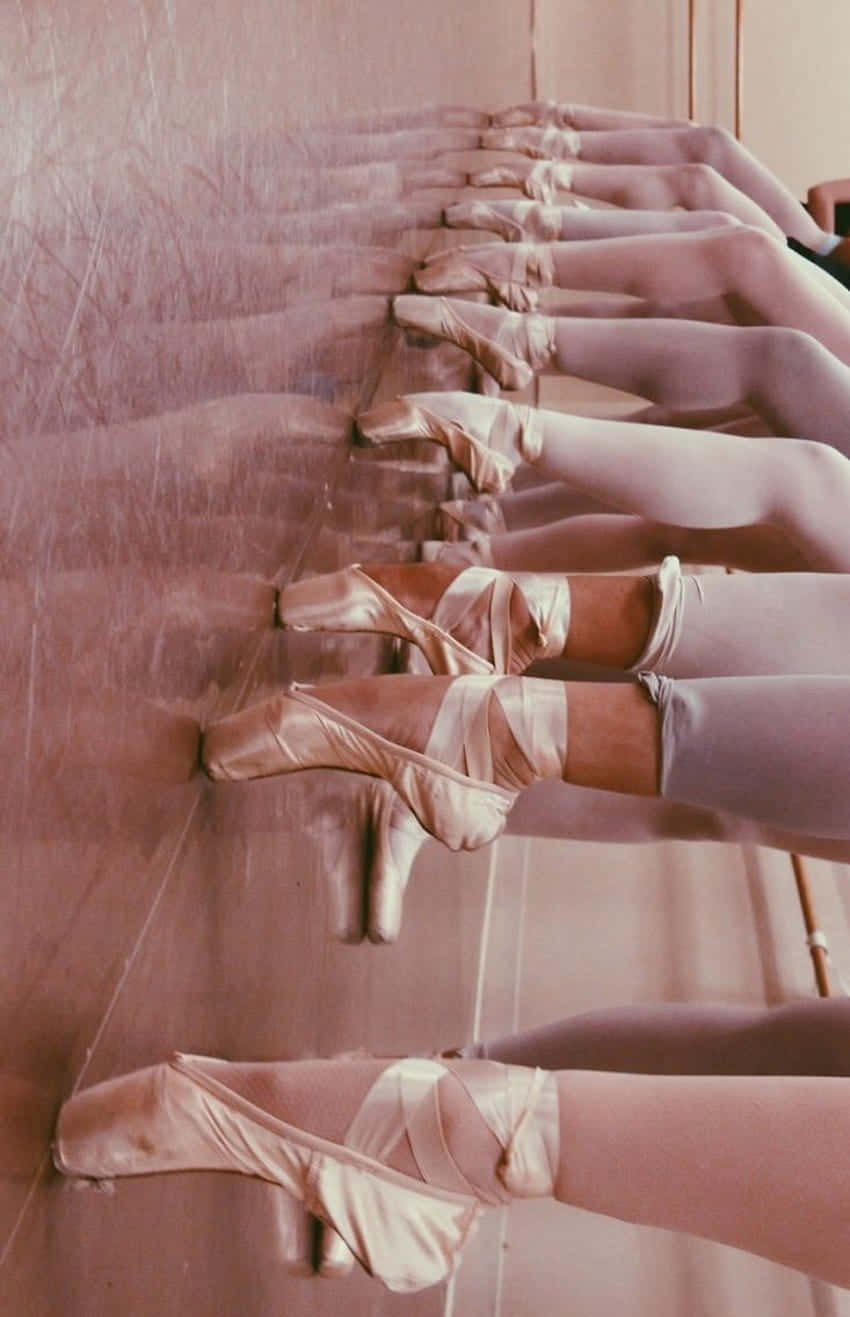 ballet pointe shoes, mirrored studio floor, vintage warm tone, HD Phone Wallpaper