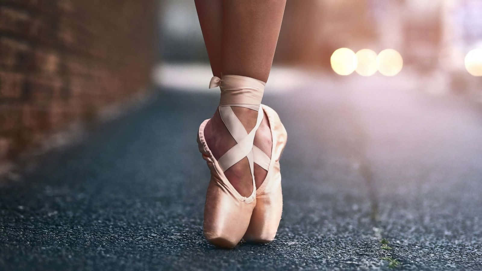 pink pointe shoes, wet urban street, golden hour, HD Desktop Wallpaper