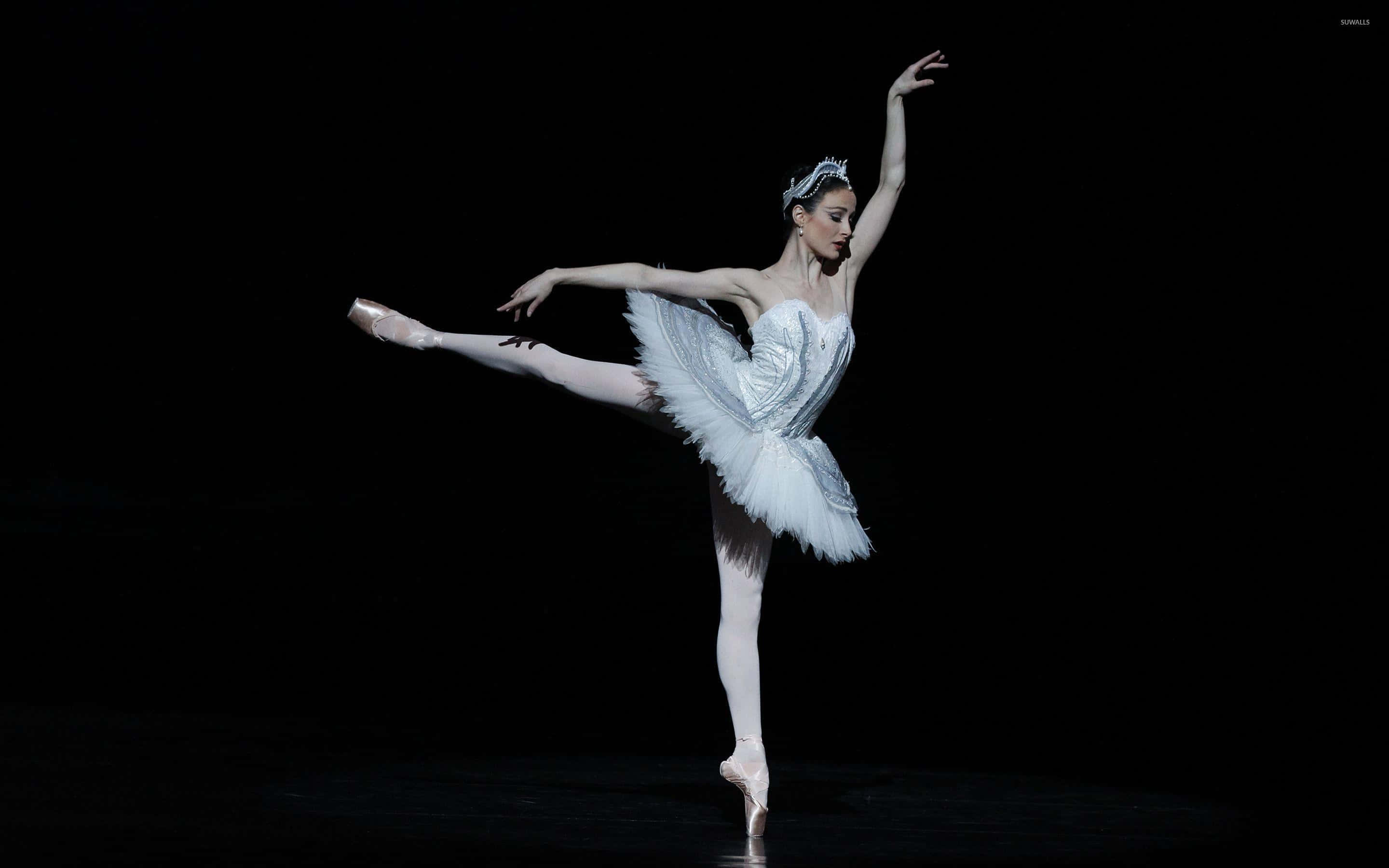 ballet dancer, white tutu, white feathers, 2K Desktop Wallpaper