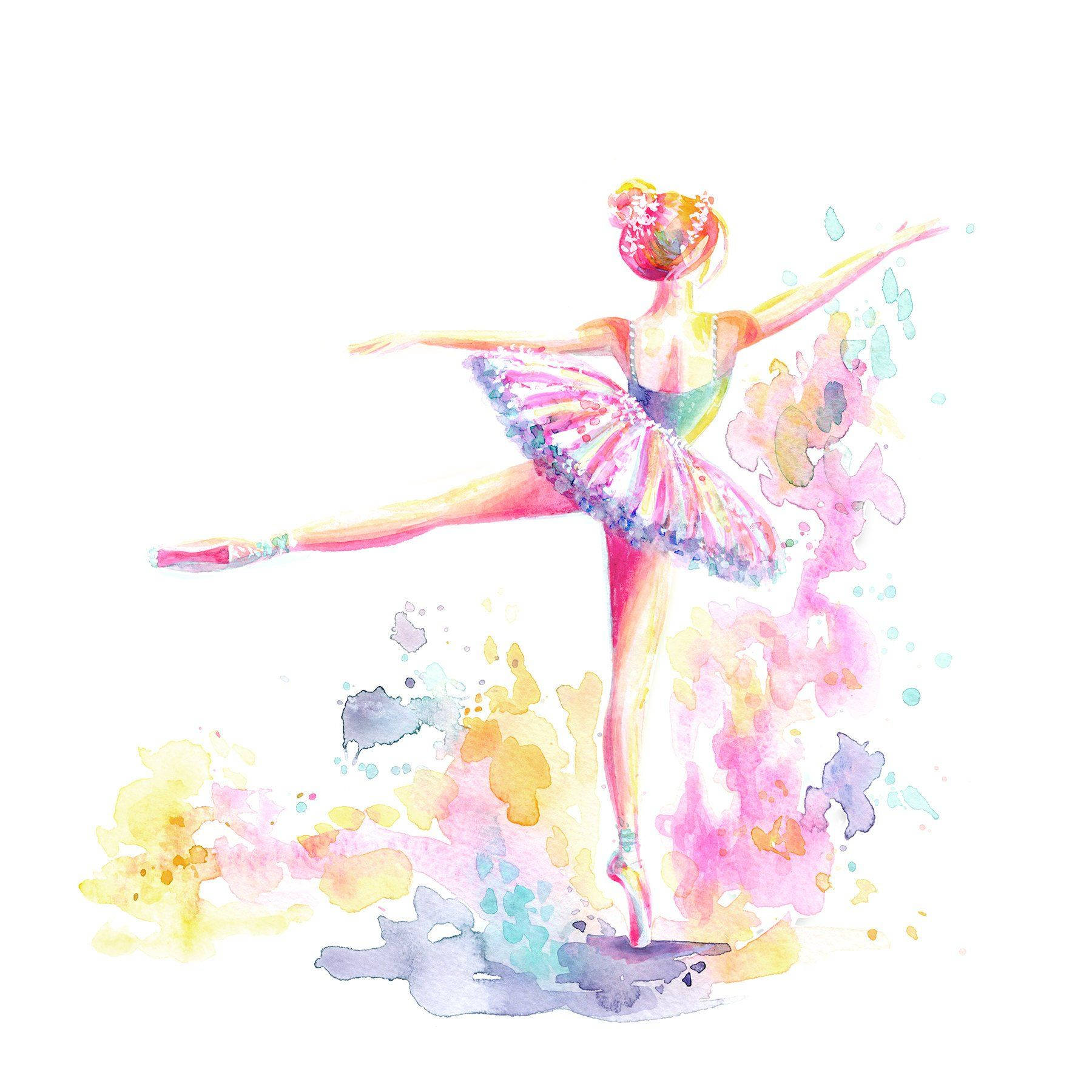 ballet dancer, watercolor art, vibrant tutu, HD Desktop Wallpaper