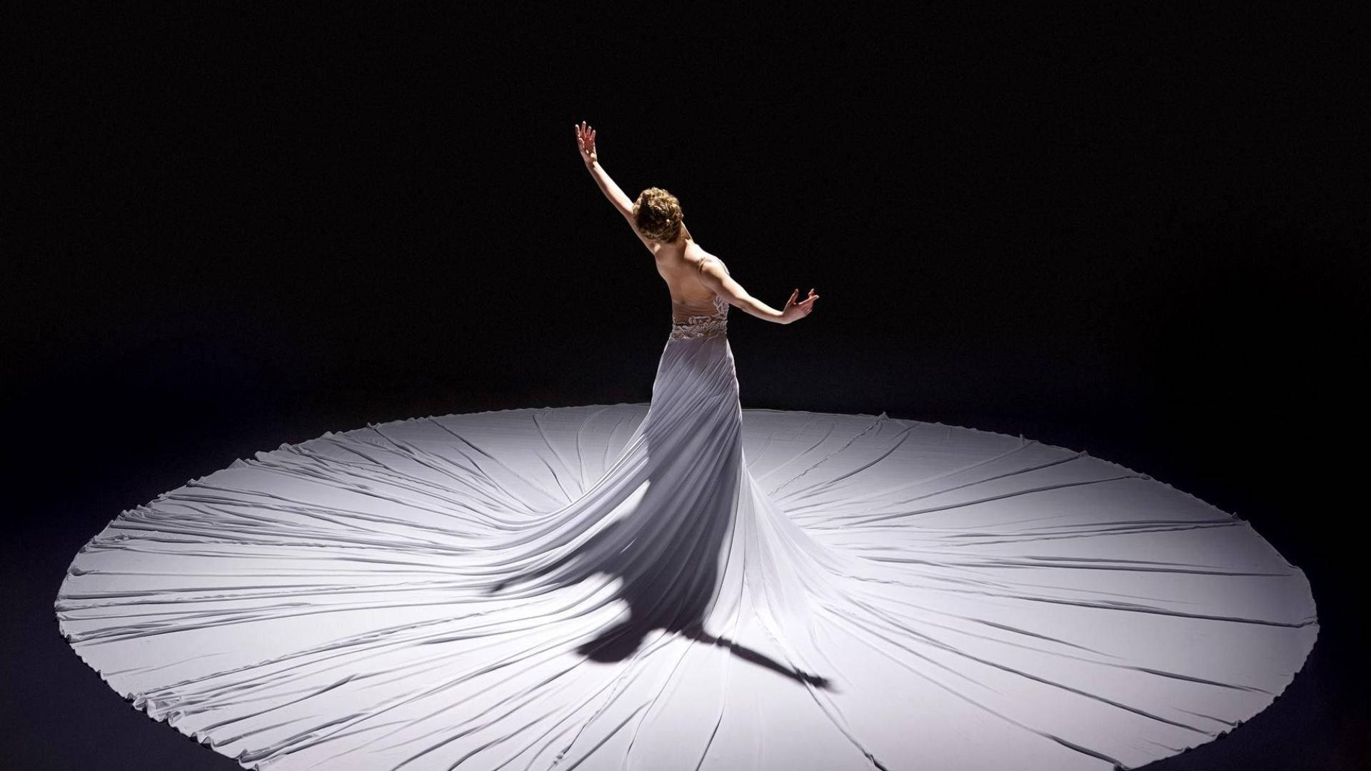 ballet dancer, long gown, flowing white gown, Full HD Desktop Wallpaper