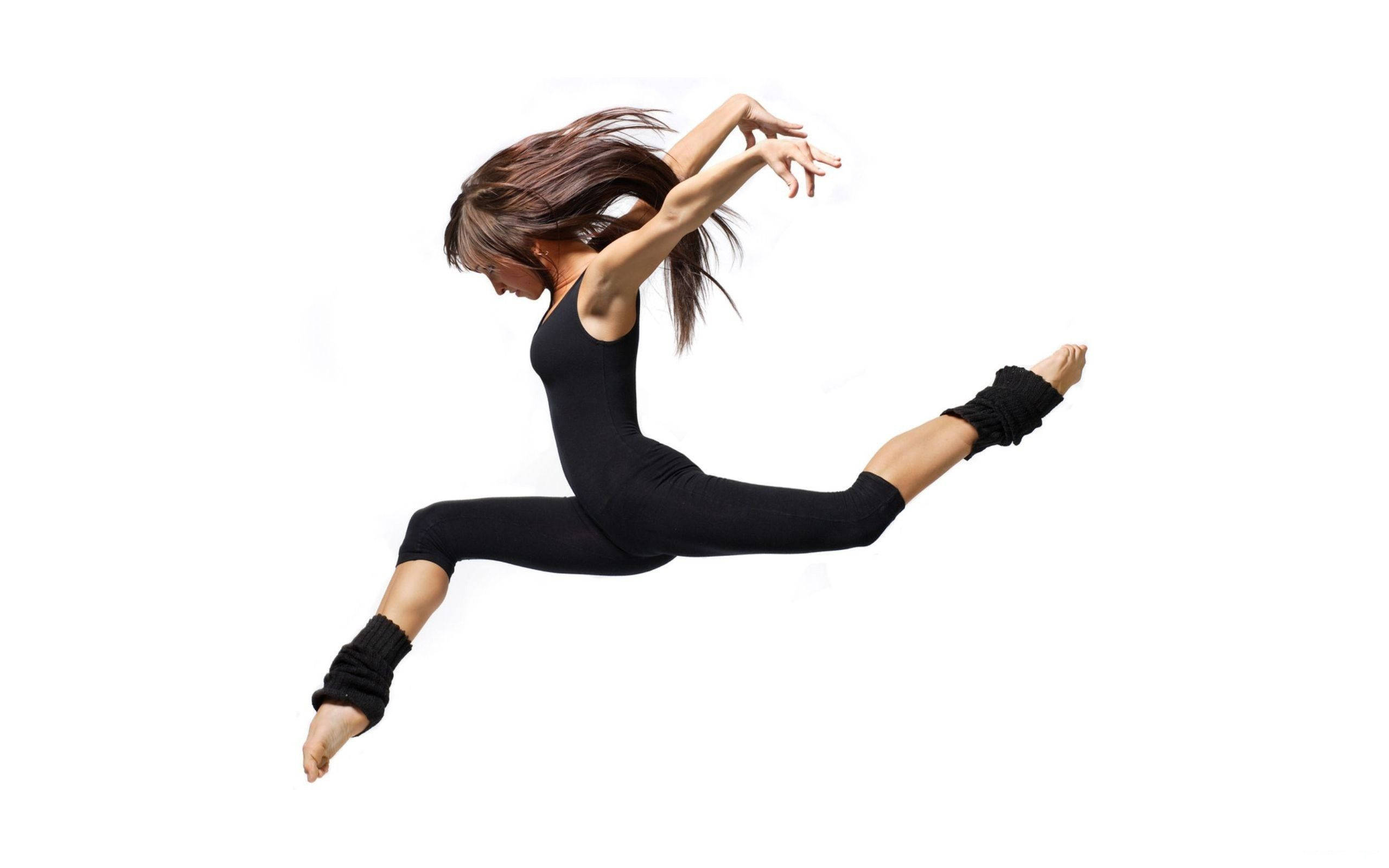 ballet dancer, black leotard, flowing hair, 2K Desktop Wallpaper