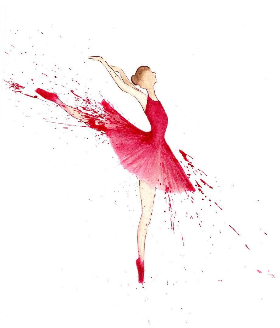 ballet dancer, red tutu, vibrant red paint, SD Phone Wallpaper