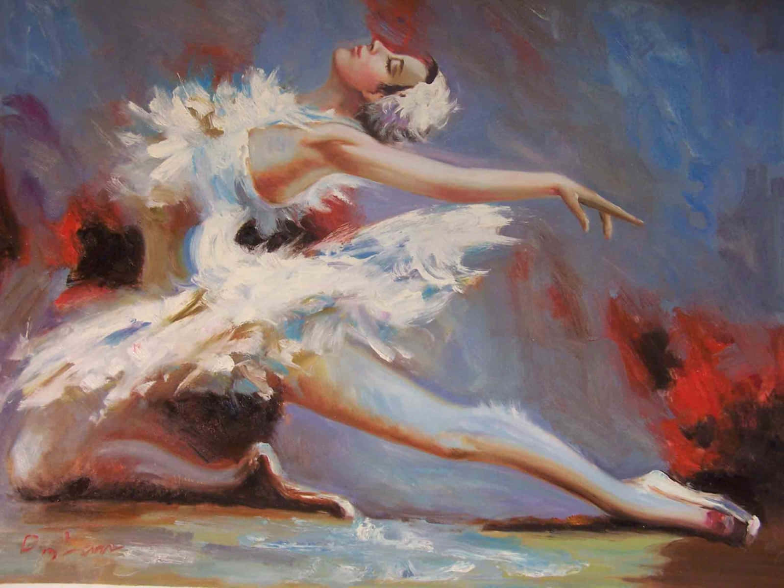 ballerina dancer, white feathered tutu, arabesque, HD Desktop Wallpaper
