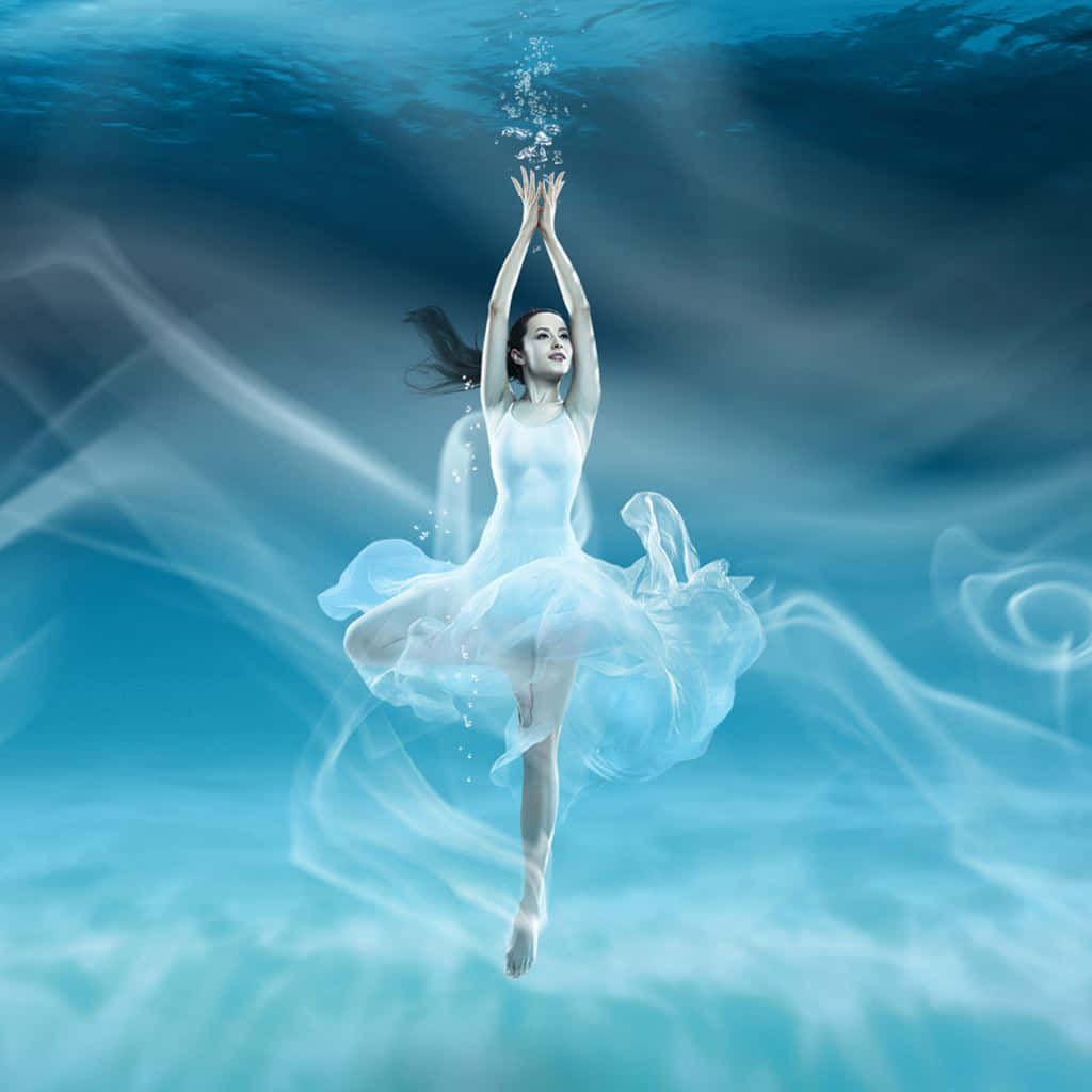 ballerina dancer, underwater, flowing white dress, SD Desktop Wallpaper