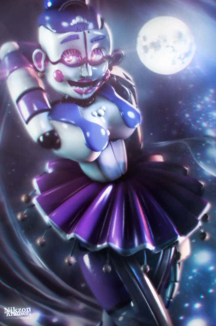 Ballora, purple dress, full moon, SD Phone Wallpaper