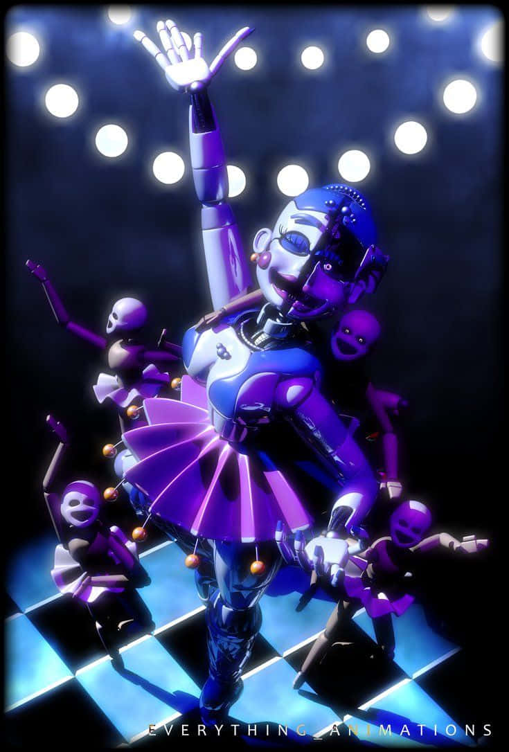 Ballora 735 x 1086, glowing purple animatronic dancer, tutu, SD Phone Wallpaper