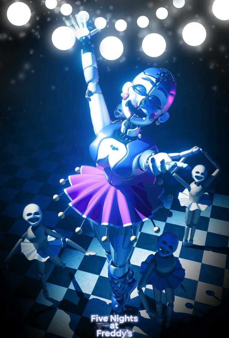 Ballora, purple tutu, glowing spotlights, SD Phone Wallpaper