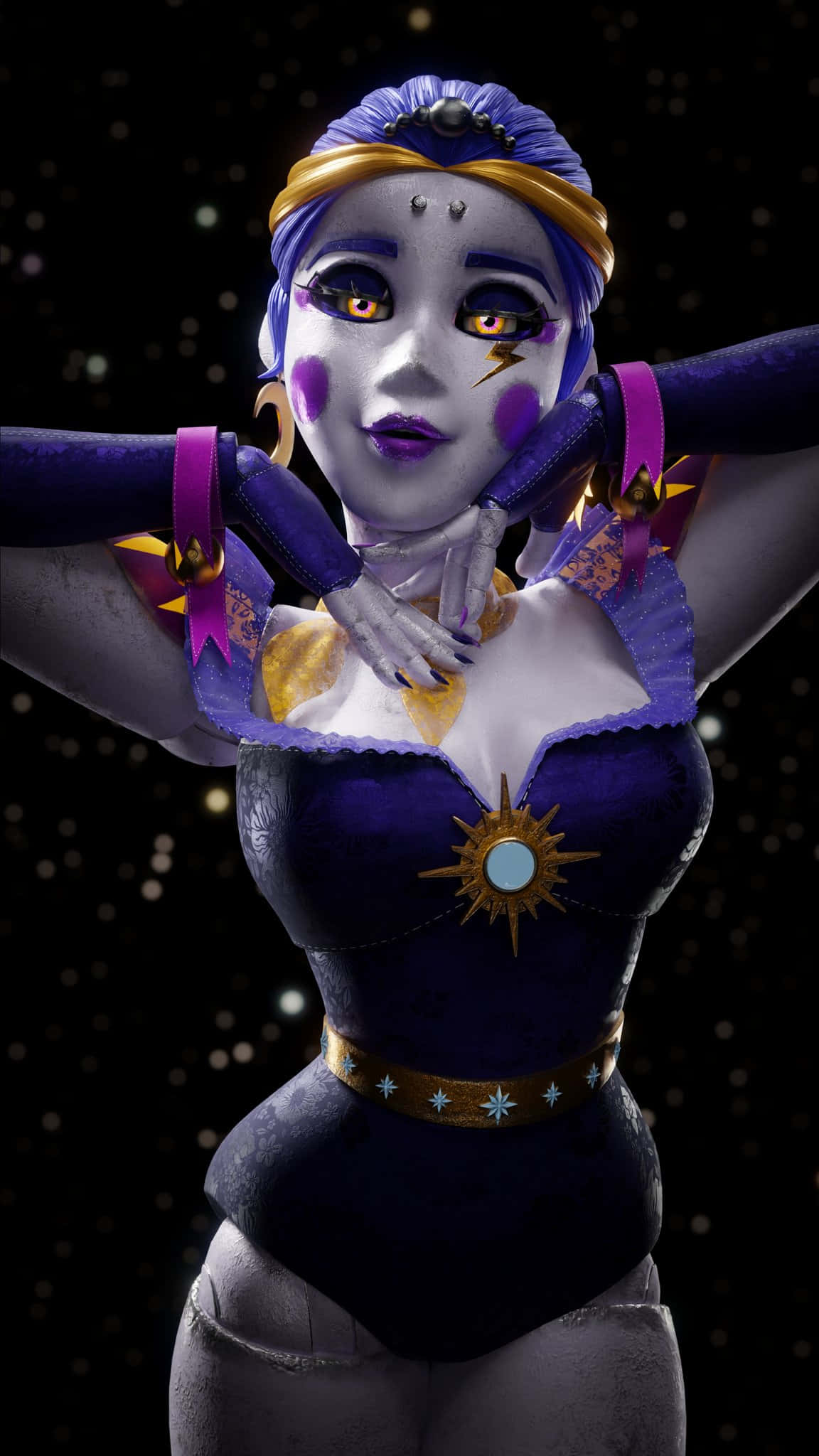 Ballora, purple hair, purple eyes, Full HD Phone Wallpaper