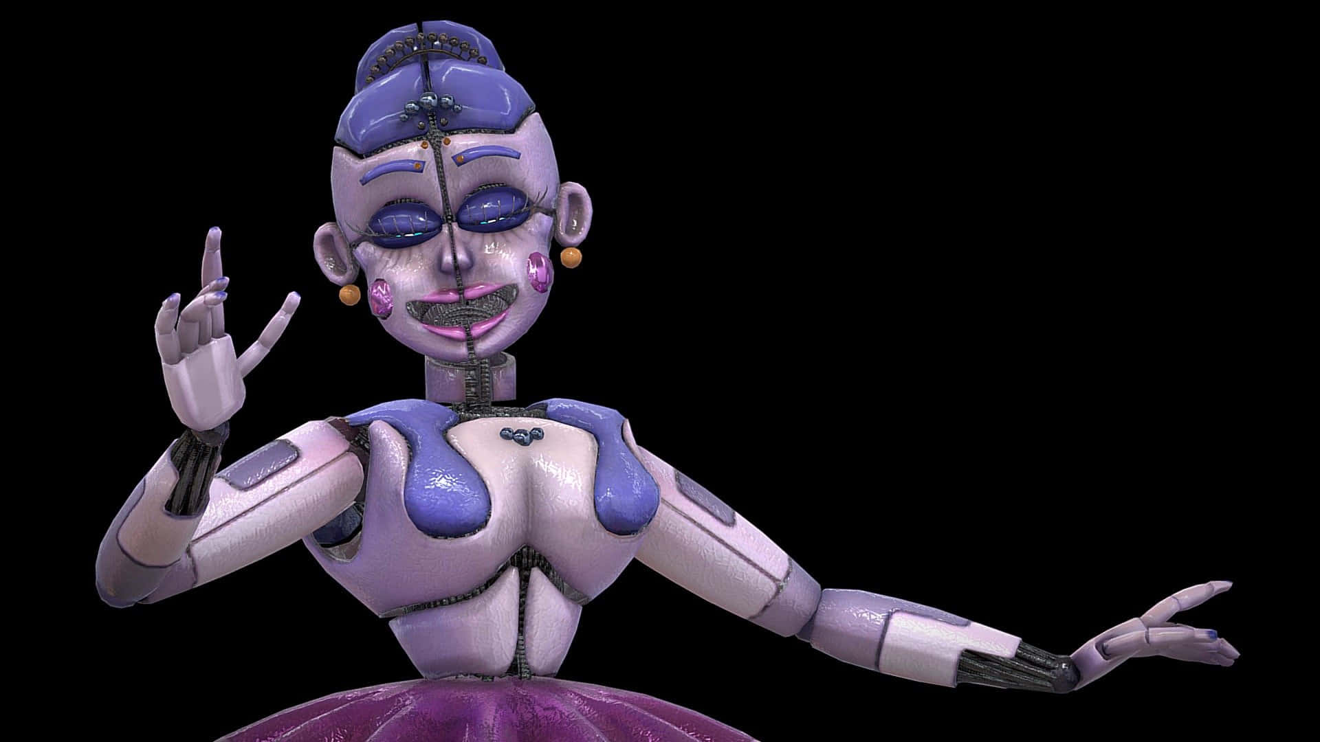 Ballora, purple animatronic ballerina, glowing eyes, Full HD Desktop Wallpaper