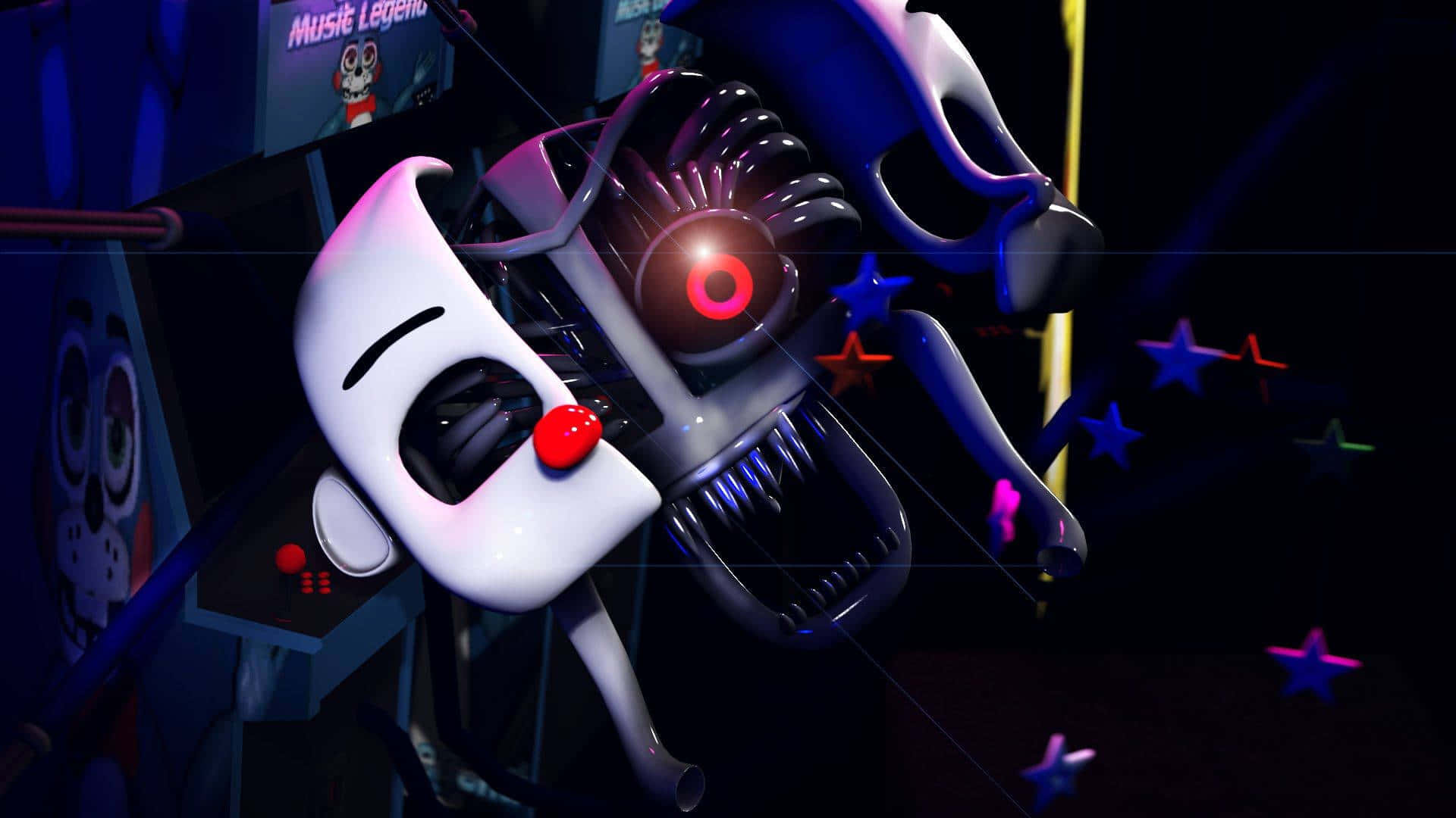 Ballora, neon stars, purple lights, Full HD Desktop Wallpaper