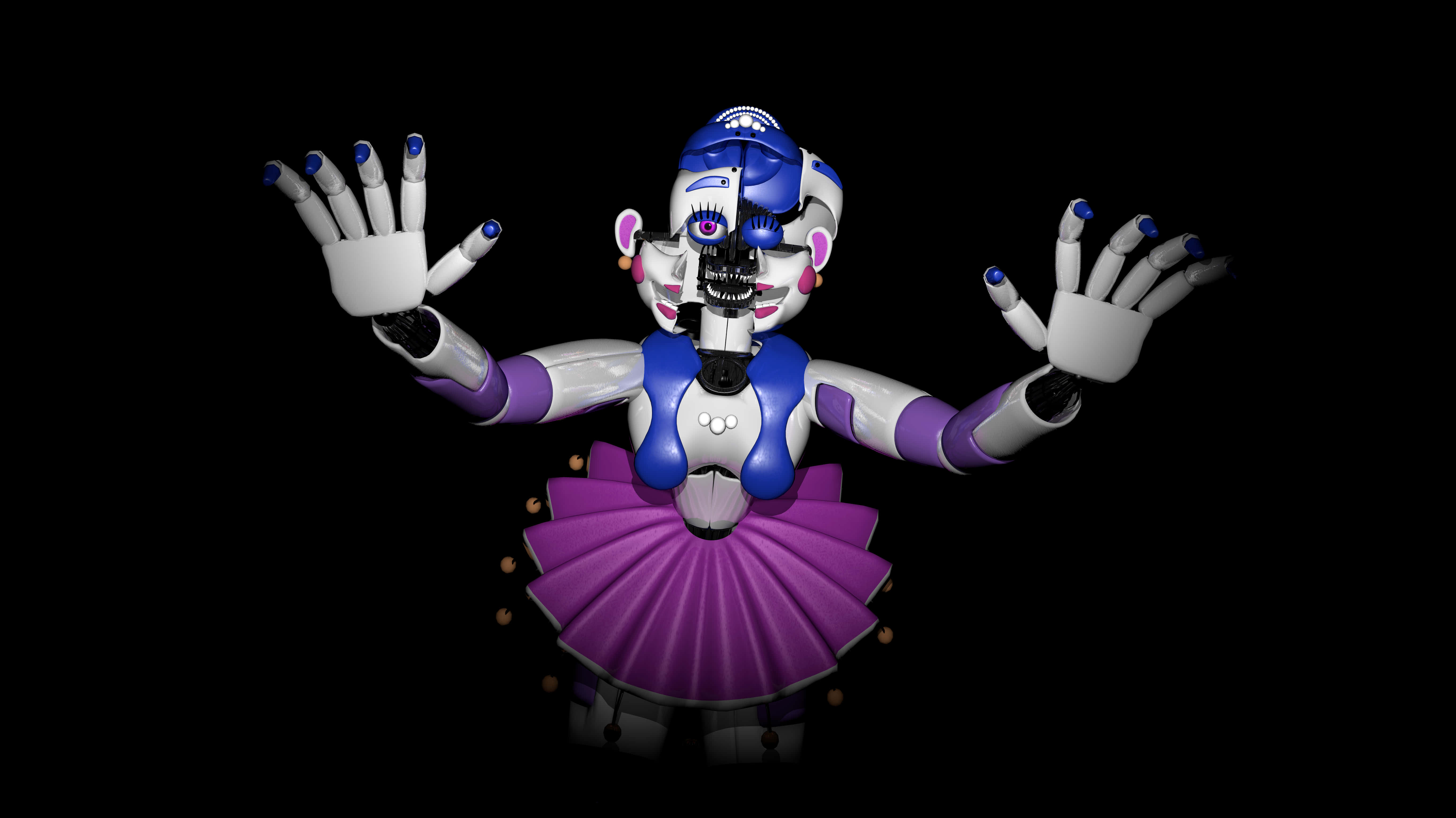 Ballora, Big Pink Skirt, purple tutu, 5K Desktop Wallpaper