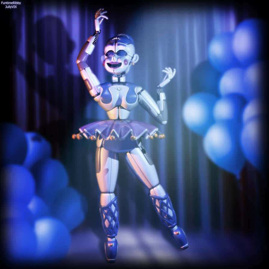 Ballora 894 x 894, metallic robot ballerina, purple tutu, SD Desktop Wallpaper
